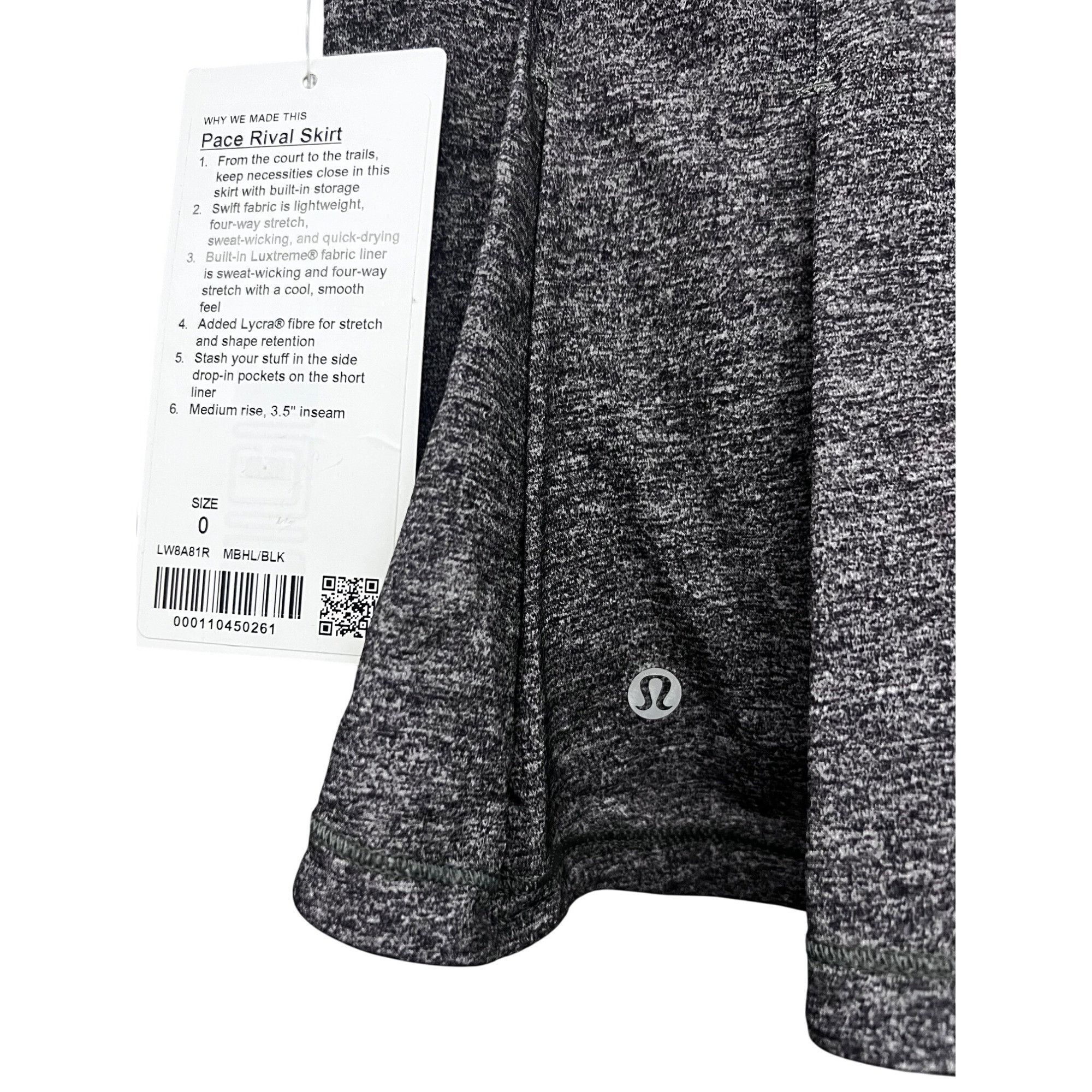 Lululemon Lululemon Pace Rival Womens Gray Black Athletic Skort Size 0 Size 25" / US 0 / IT 36 - 4 Thumbnail