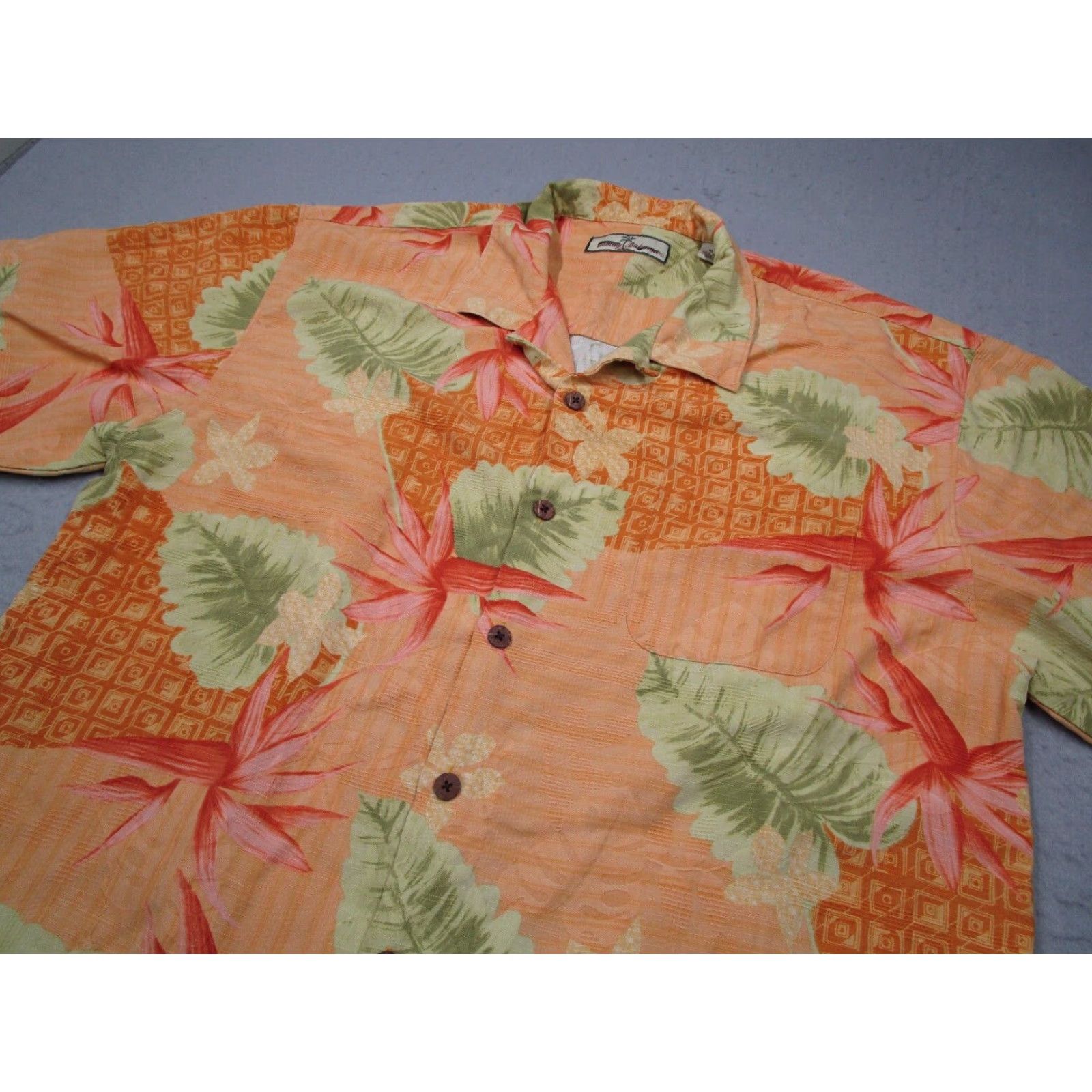 Tommy Bahama VINTAGE Tommy Bahama Shirt Mens XL Orange Floral Button-Up Silk Hawaiian Tiki Size US XL / EU 56 / 4 - 2 Thumbnail