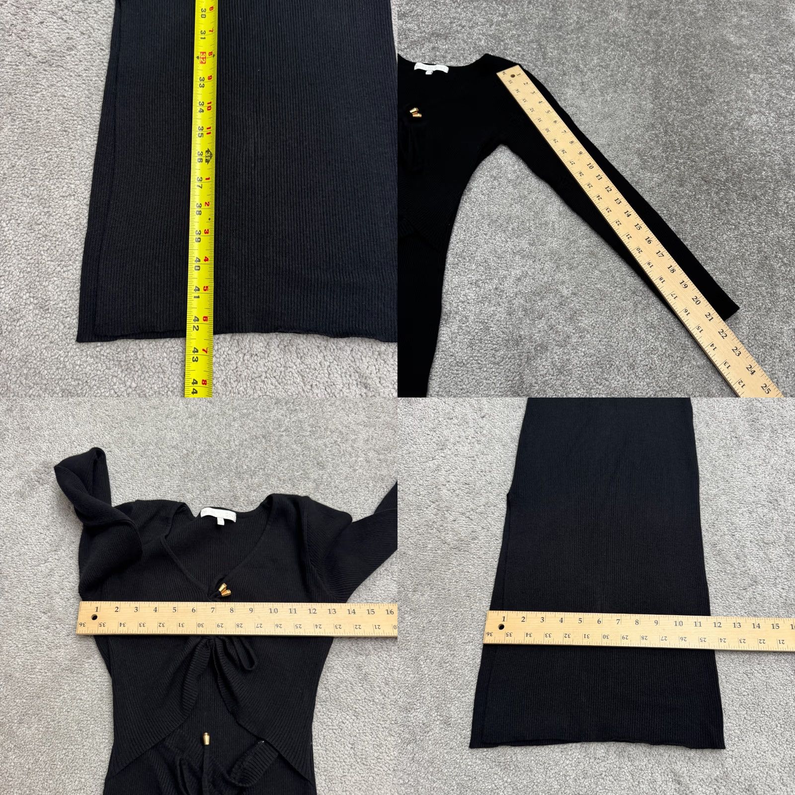 Vintage More To Come Ribbed Knit Cut-Out Midi Bodycon Dress Womens Medium Black Stretch Size M / US 6-8 / IT 42-44 - 9 Thumbnail