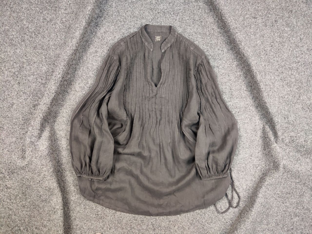 120% Lino design Dark Gray Light short loose sleeve blouse