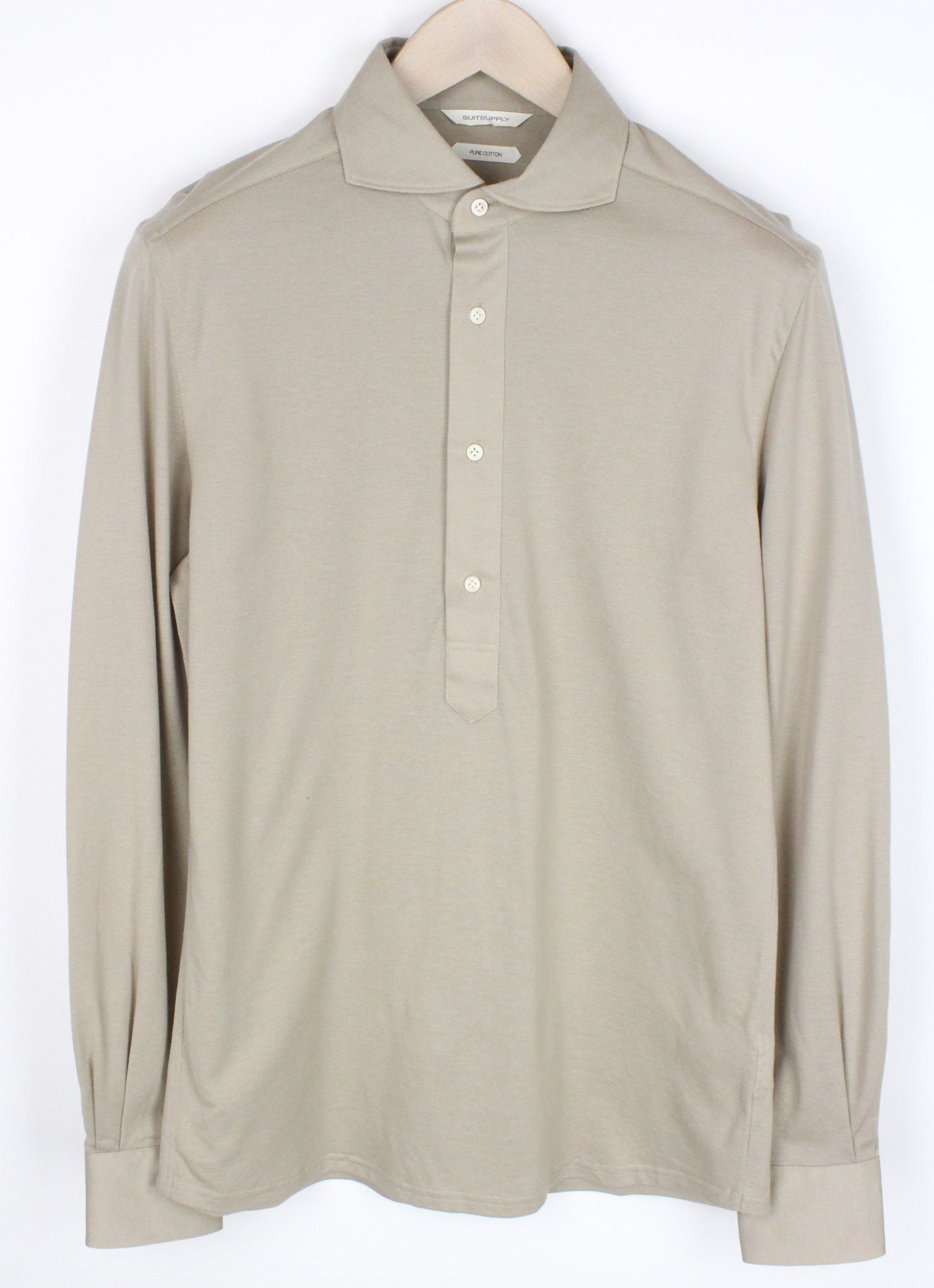 Suitsupply 39/ 15 1/2/40/ 15 3/4 Beige Extra Slim Cotton Polo 72431 Size 40R - 1 Thumbnail