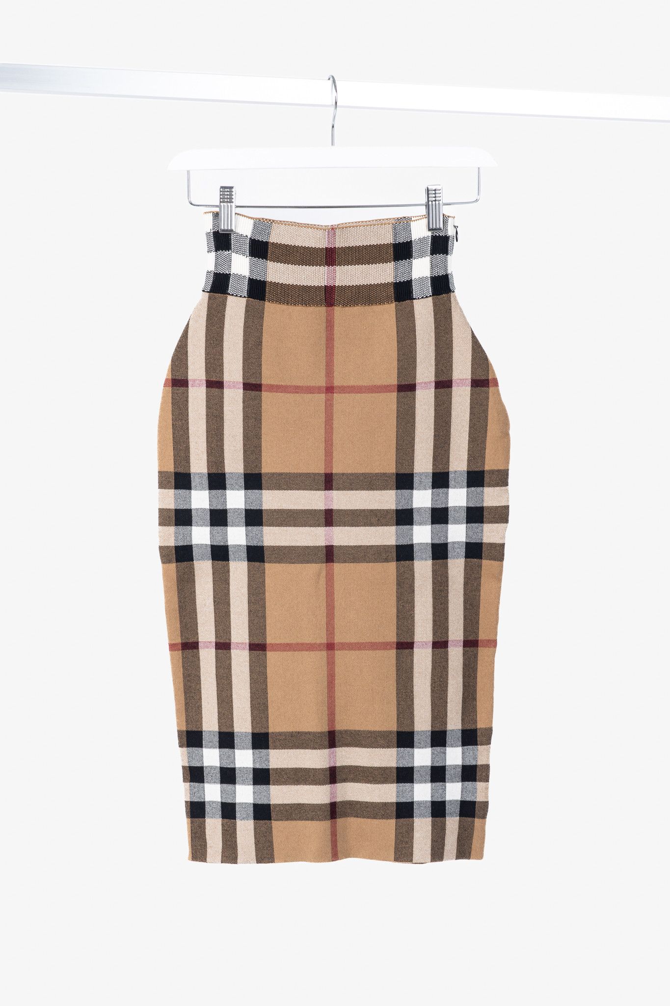 Burberry Burberry Kammie Birch Brown Check Knit Pencil Skirt Size 26" / US 2 / IT 38 - 1 Thumbnail