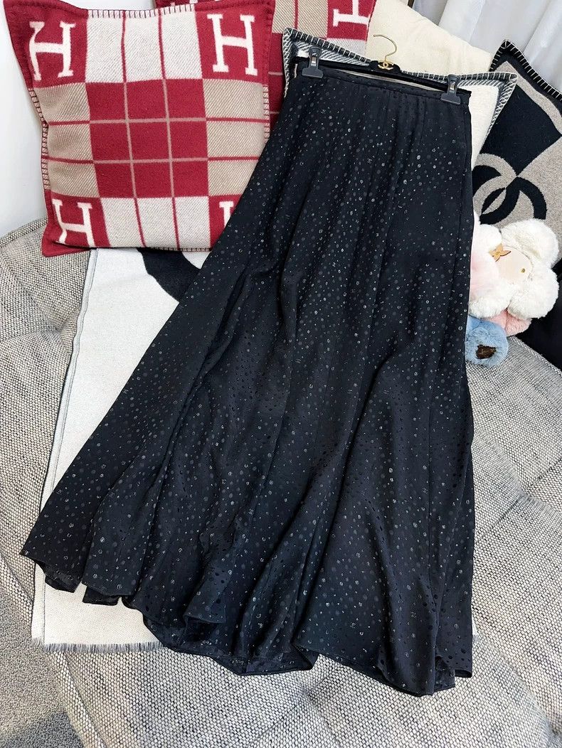 Chanel Chanel Black polka dot full print double C mulberry silk s Size 24" / US 00 / IT 34 - 1 Thumbnail