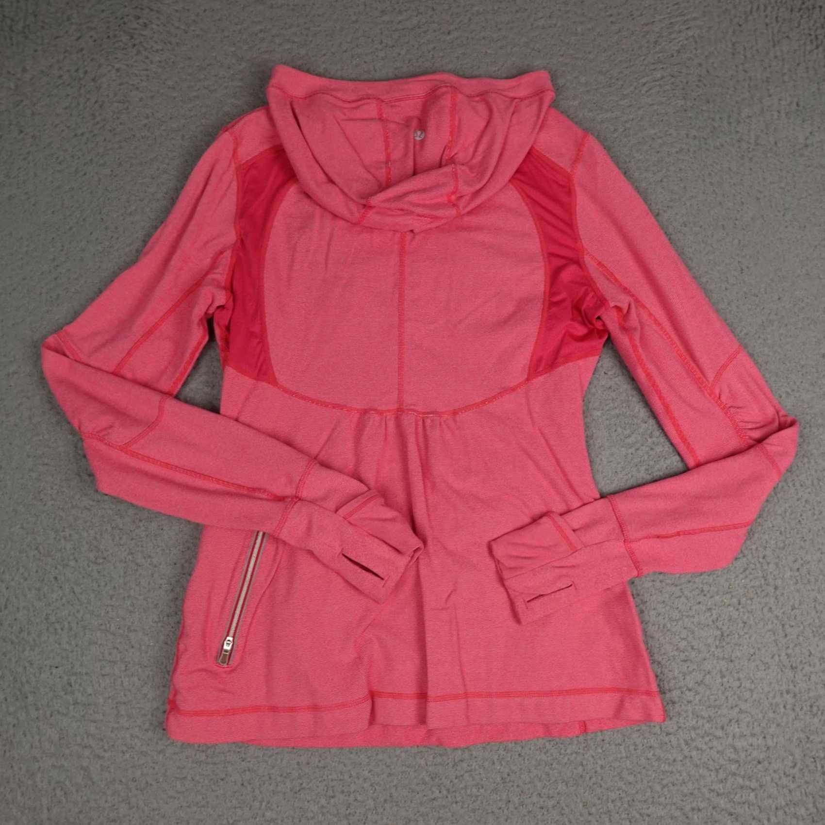 Lululemon Lululemon Hoodie Womens 10 Pink 1/4 Zip Ruffle Front Slim Fit Running Yoga Top Size L / US 10 / IT 46 - 7 Thumbnail