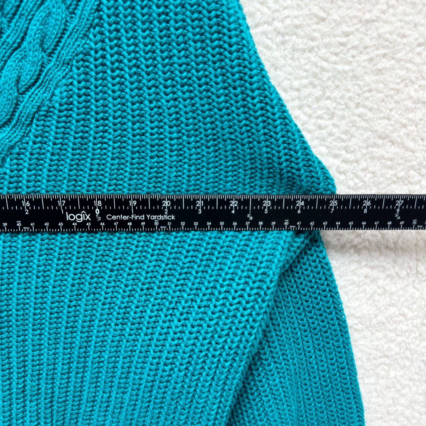 Jantzen VINTAGE 80s 90s Jantzen Sweater Mens L/XL Teal Blue Retro Rugby Preppy Fisherman Cotton Casual knit Size US L / EU 52-54 / 3 - 5 Thumbnail