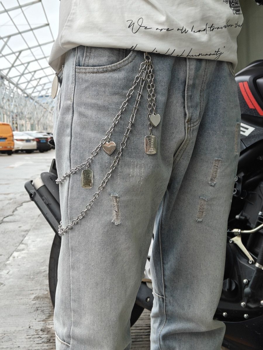 Jewelry Love Heart Pants Chain Punk-Inspired Streetwear Style Size ONE SIZE - 6 Thumbnail