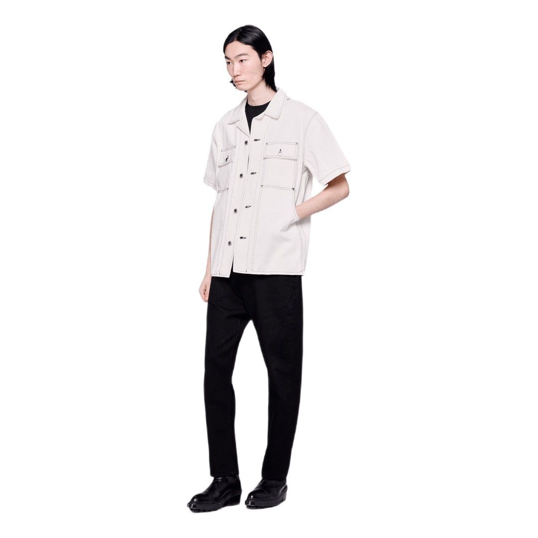 Alexander Wang × Designer Alexander Wang White Overdyed Denim Short Sleeve Shirt Size US M / EU 48-50 / 2 - 10 Thumbnail