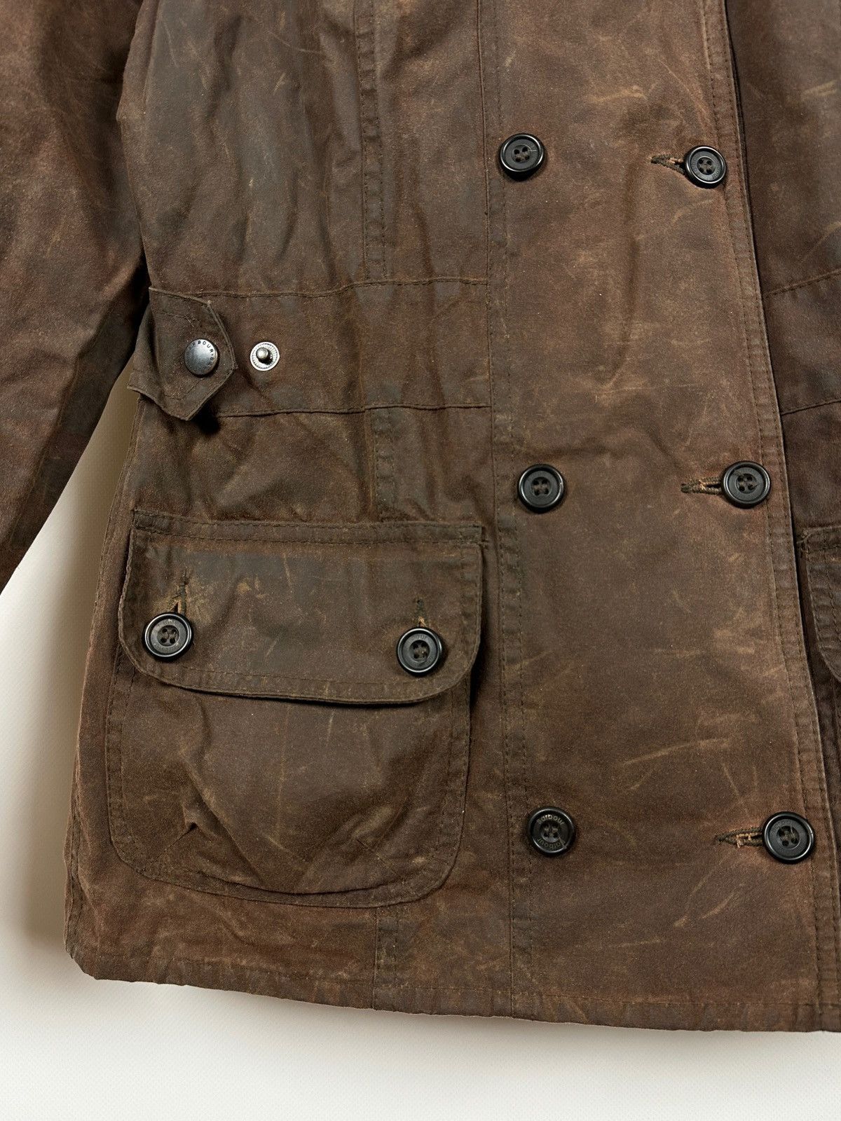 Barbour Double Breasted Brown Waxed Coat Jacket