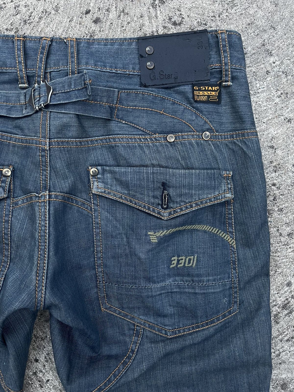 G Star Raw Originals 3301 Embroidered Straight Leg Jeans