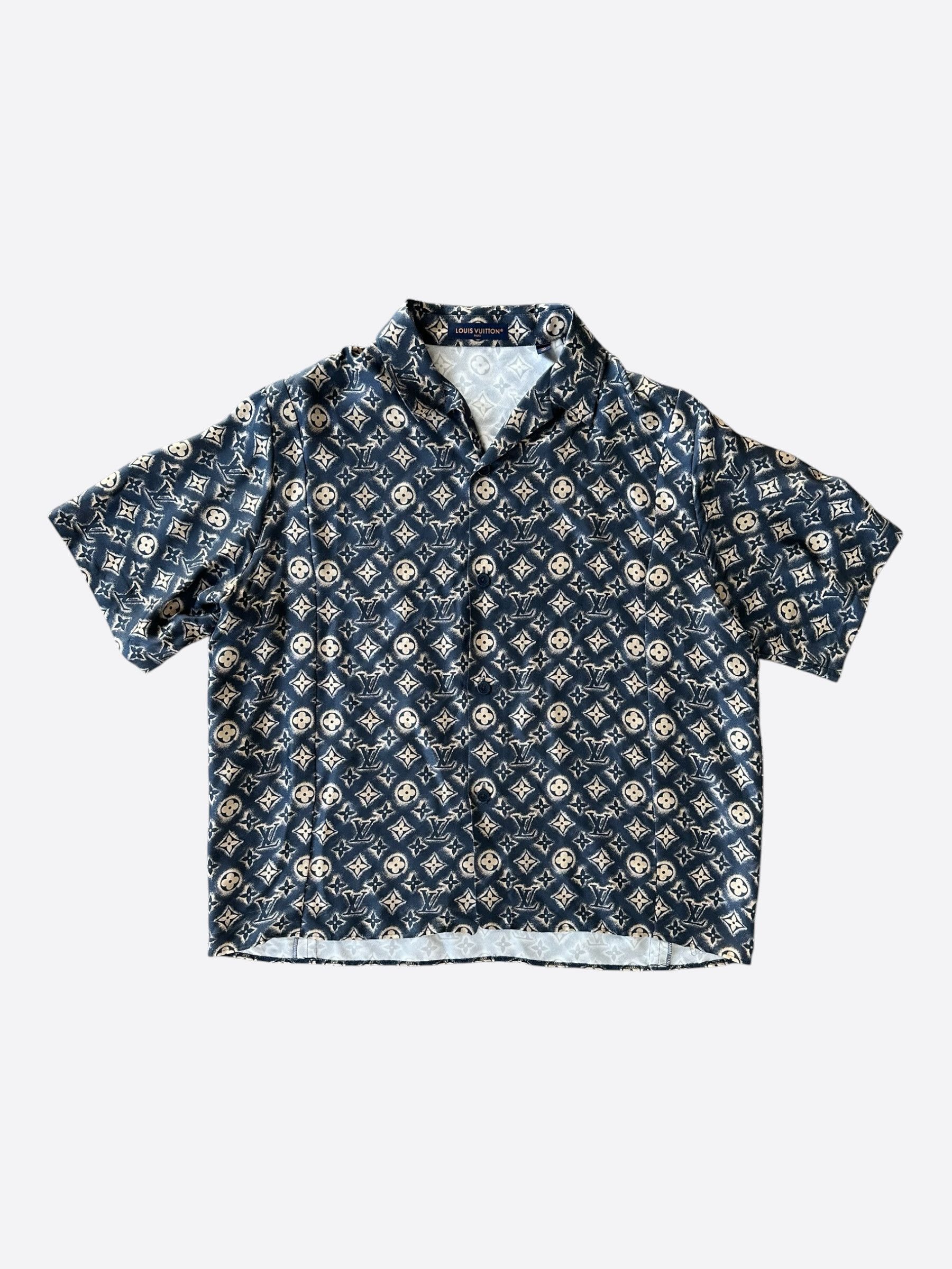 Louis Vuitton Louis Vuitton Navy & Beige Monogram Button Up Shirt Size US XXL / EU 58 / 5 - 1 Thumbnail