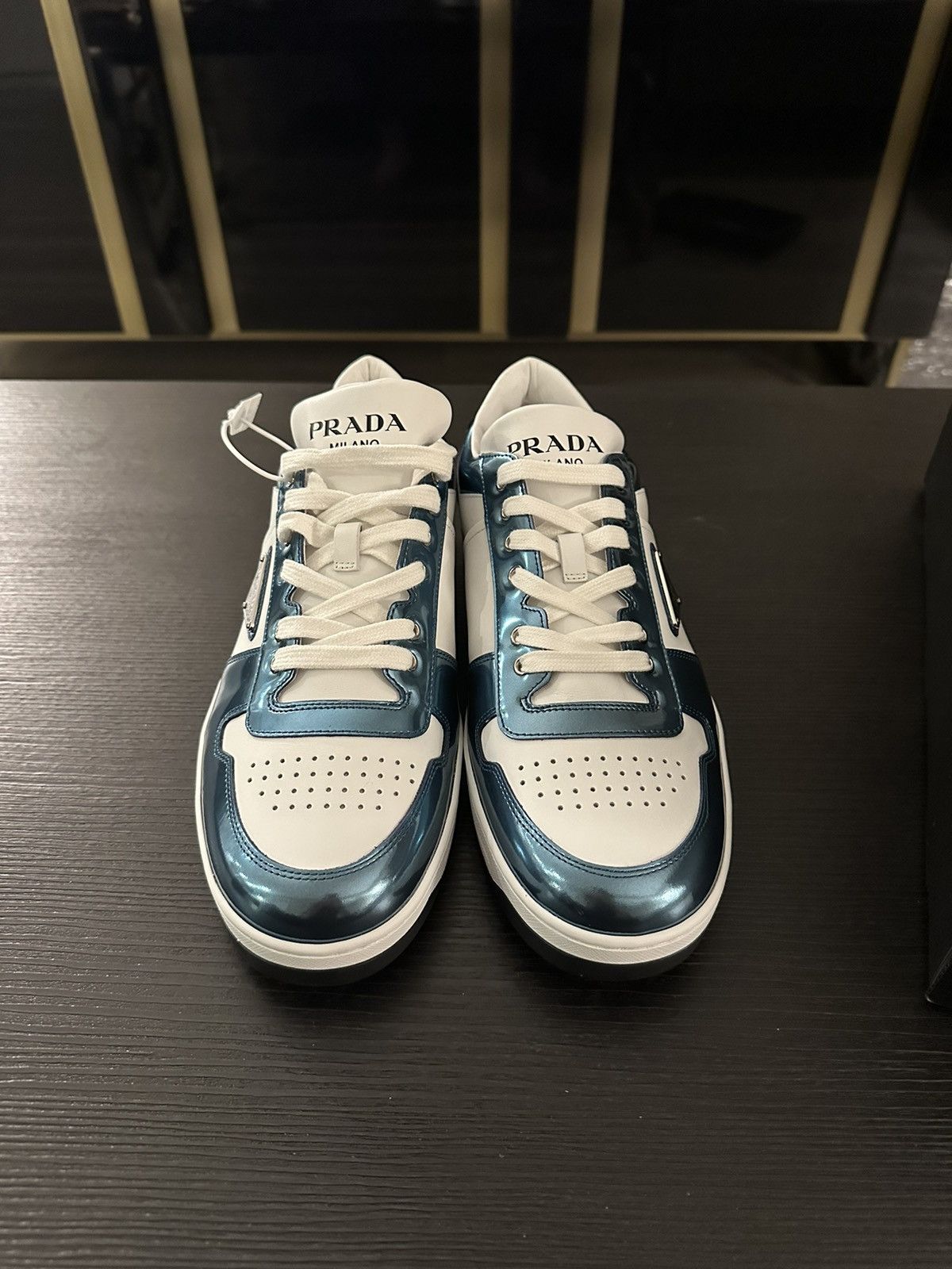 Prada Prada Downtown Leather Sneakers Rare Metallic Blue! Size 9 Size US 9 / EU 42 - 4 Thumbnail