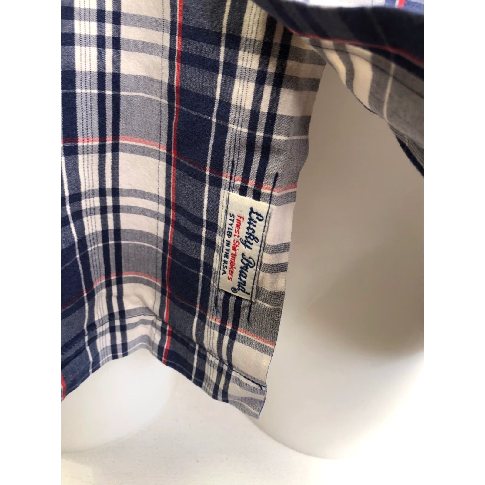 Lucky Brand Lucky Brand Shirt Mens Small Plaid USA Blue/Red/White Button-Up Short Sleeve Small Shamrock Styled in USA Shirt Size US S / EU 44-46 / 1 - 2 Thumbnail