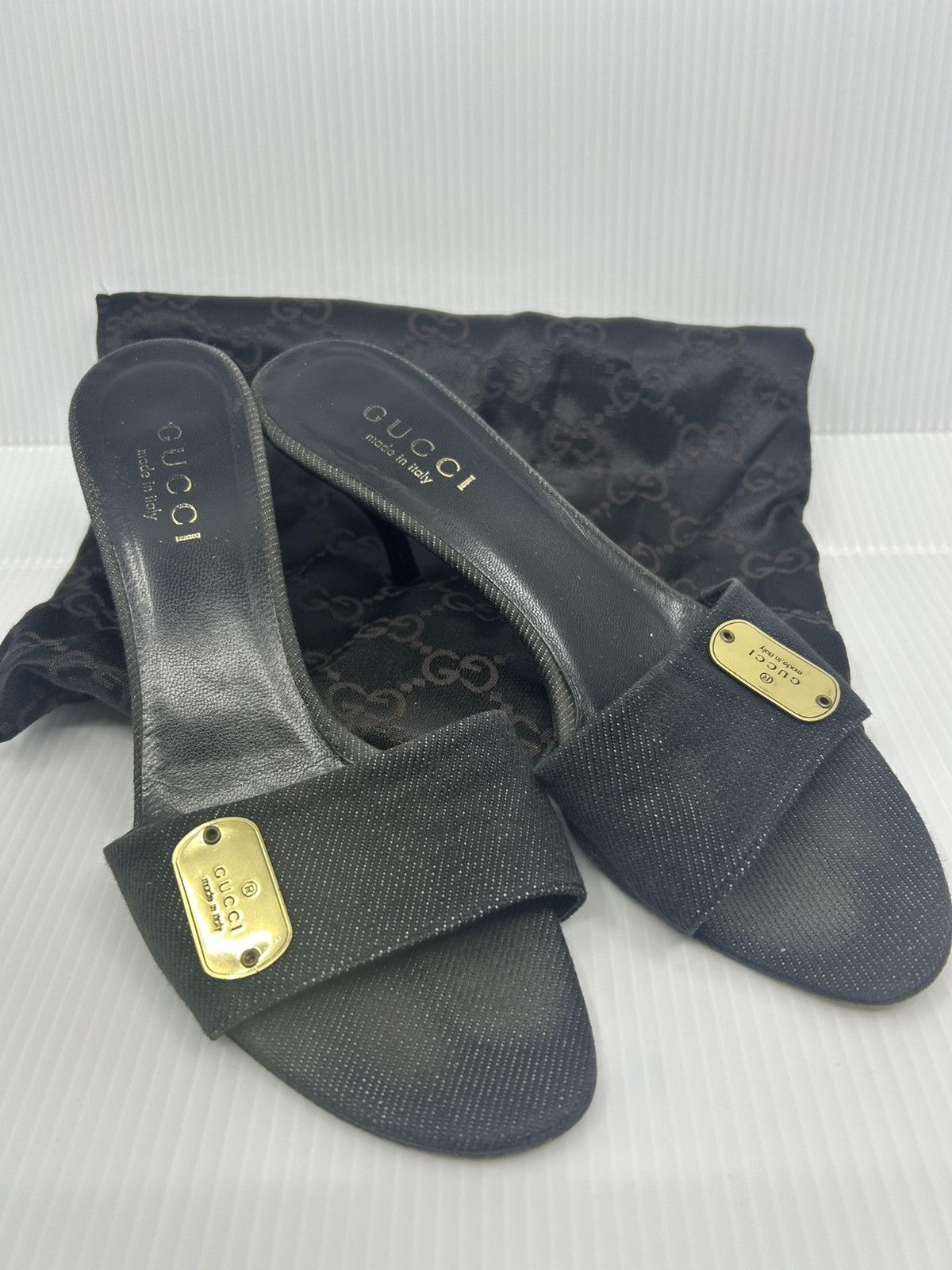 Gucci Gucci Black denim sandals Size US 7 / IT 37 - 1 Thumbnail