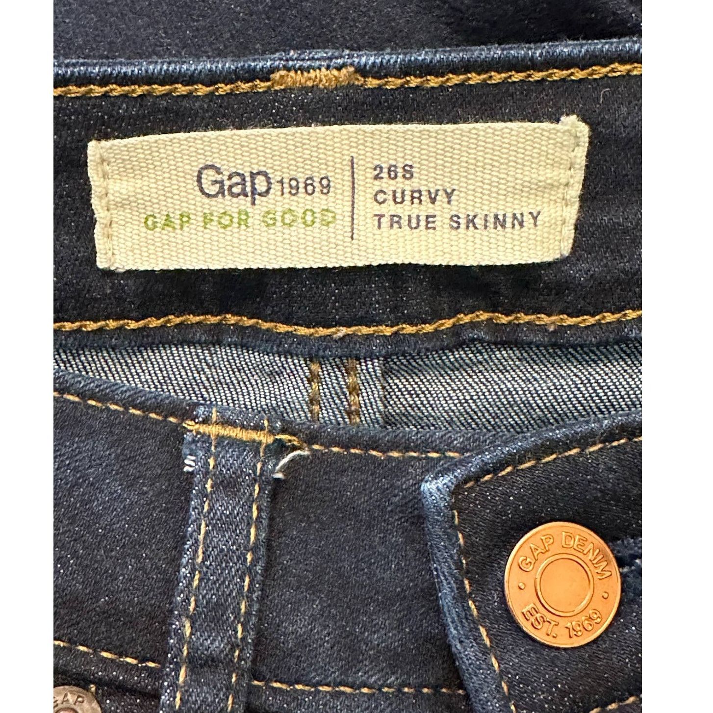 Gap Gap dark blue curvy true skinny stretch jeans size 26 Size 27" / US 4 / IT 40 - 3 Thumbnail