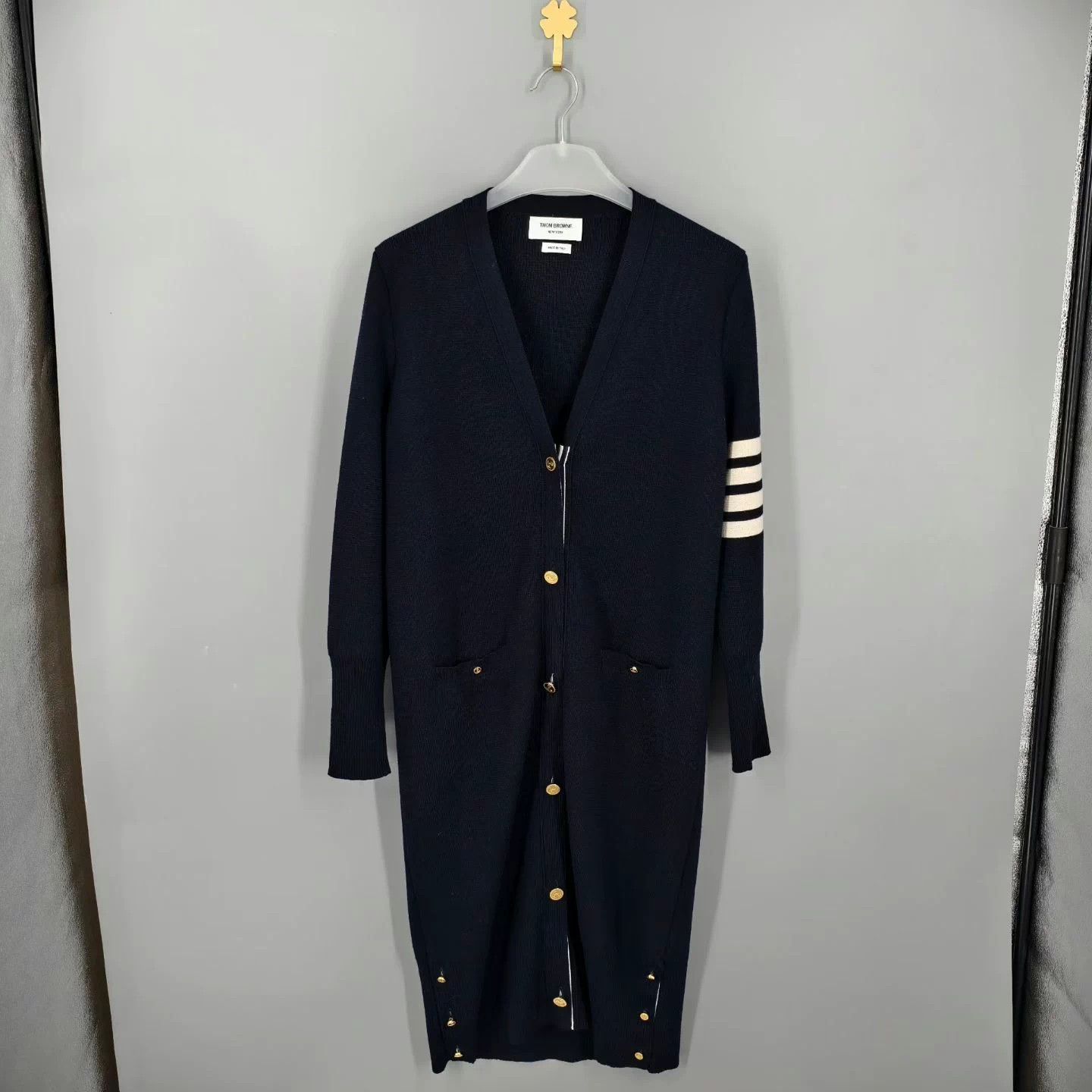 Thom Browne THOM BROWNE 4-Bar V-Neck Wool Cardigan - Size 40 Size US XXS / EU 40 - 1 Thumbnail