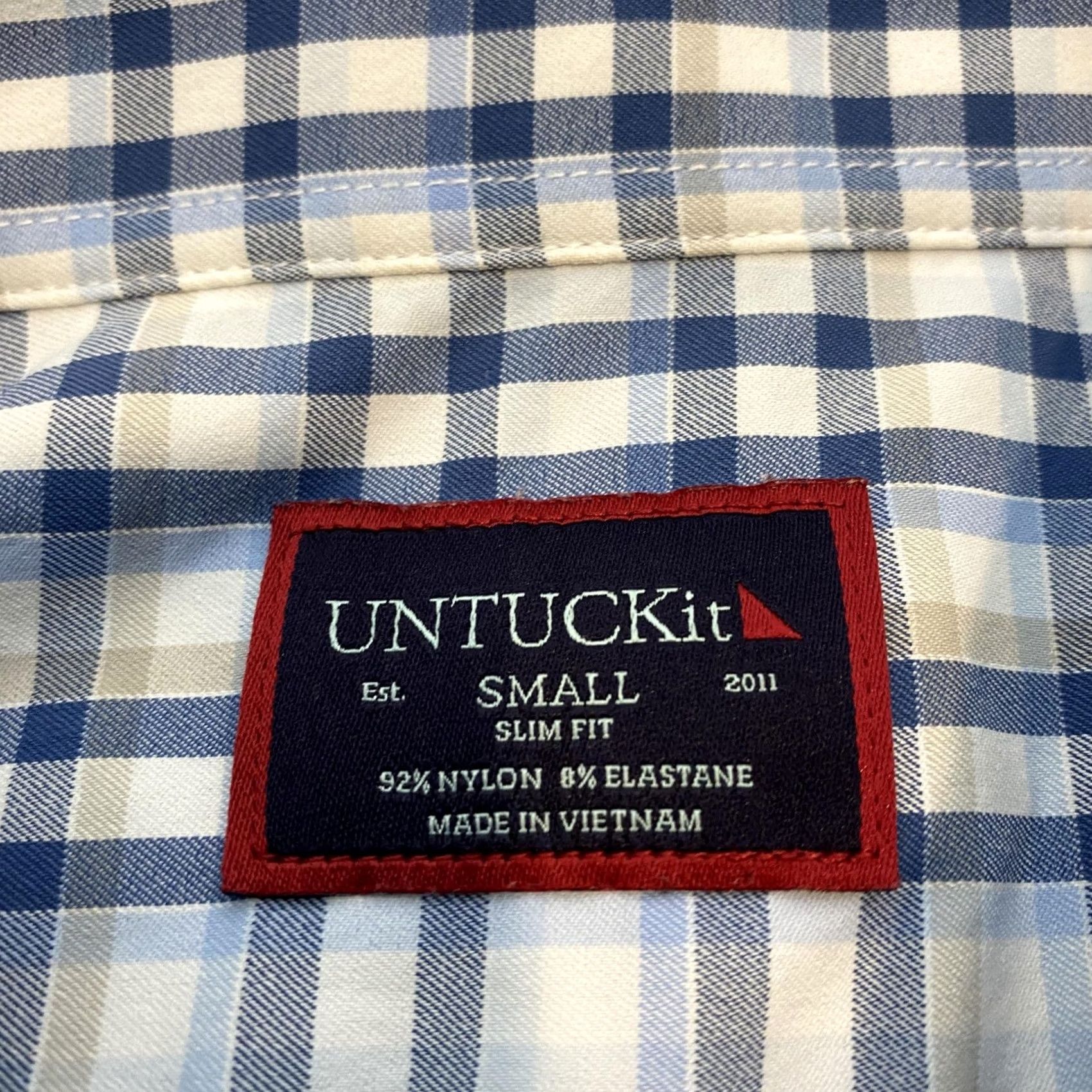 UNTUCKit UNTUCKit Shirt Mens Small Blue Check Sardinia Slim Fit Long Sleeve Perfomance Size US S / EU 44-46 / 1 - 4 Thumbnail