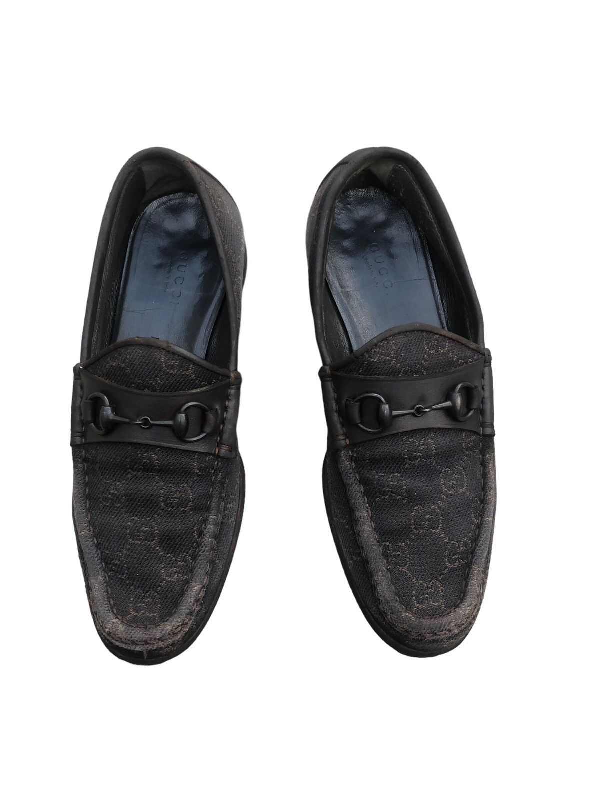 🔥 GUCCI Denim GG Vintage Monogram Loafers Dress Shoes Black
