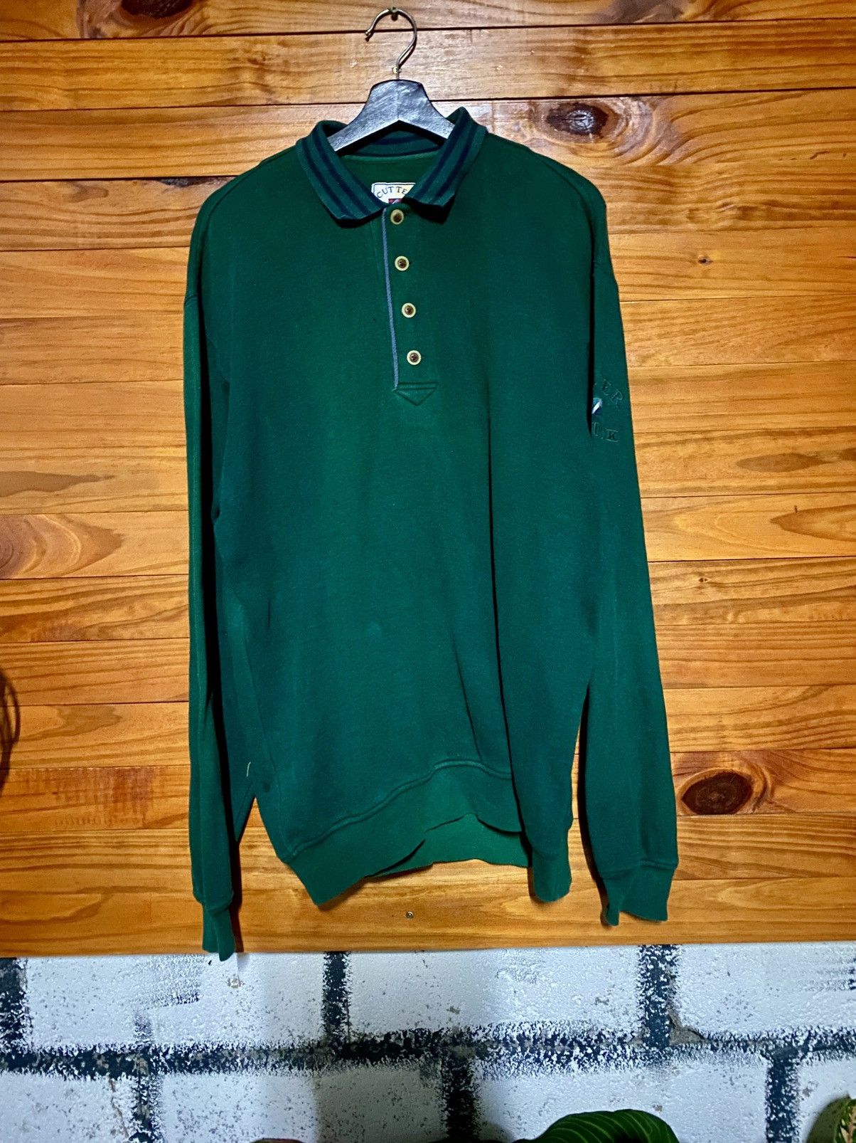 Cutter & Buck Vintage Cutter & Buck Green Long Sleeve Polo Sweatshirt Size US L / EU 52-54 / 3 - 3 Thumbnail