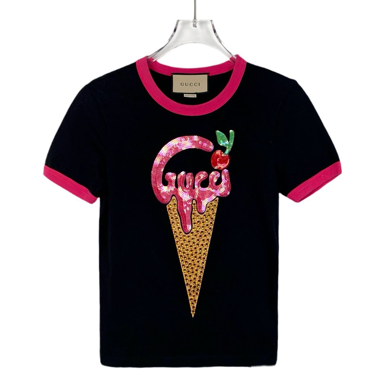 Gucci Gucci Black Patterned Print Cotton T-Shirt (Size XS) Size XS / US 0-2 / IT 36-38 - 1 Thumbnail