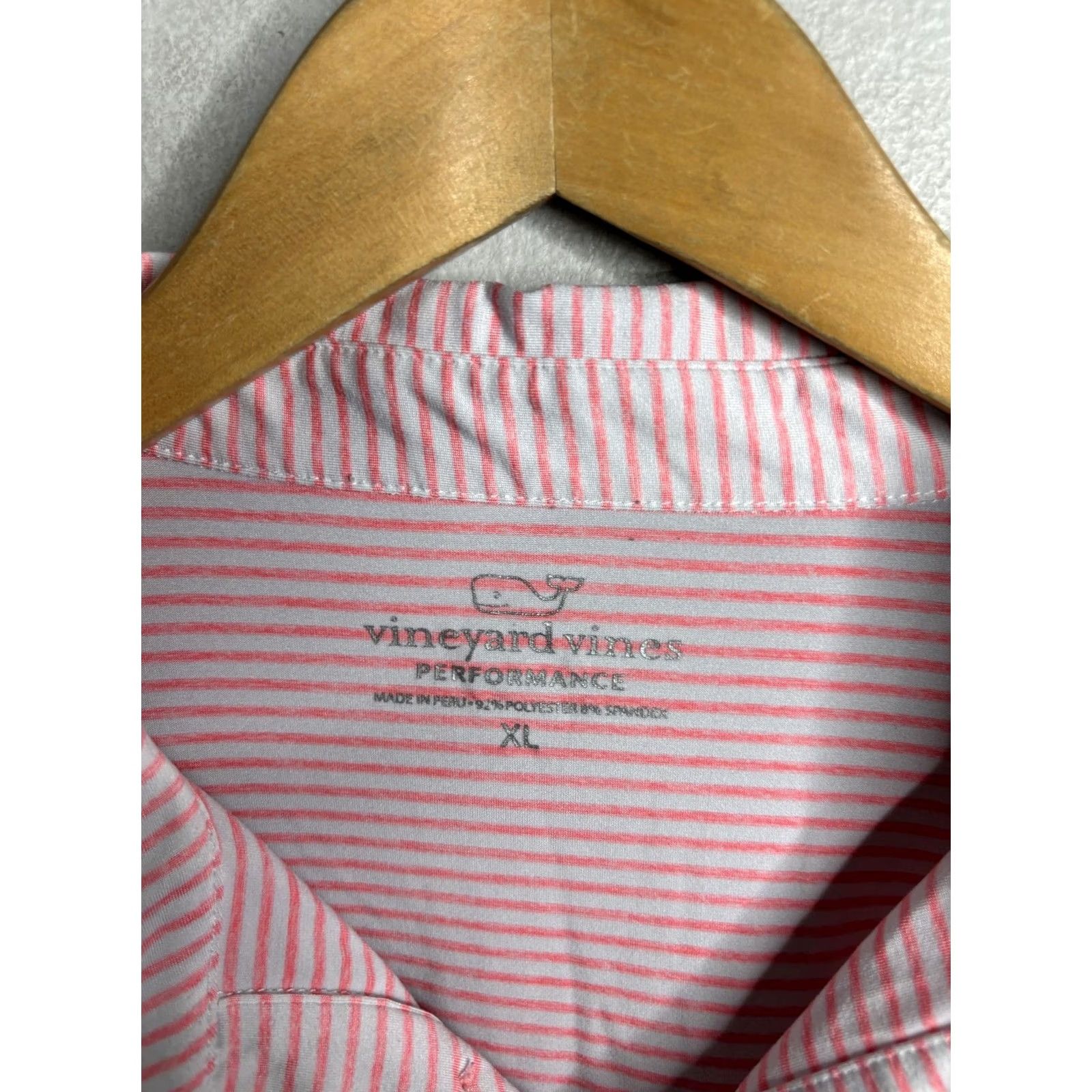 Vineyard Vines Vineyard Vines Polo Shirt Mens XL Pink White Stripe Performance Golf Stretch Size US XL / EU 56 / 4 - 3 Thumbnail