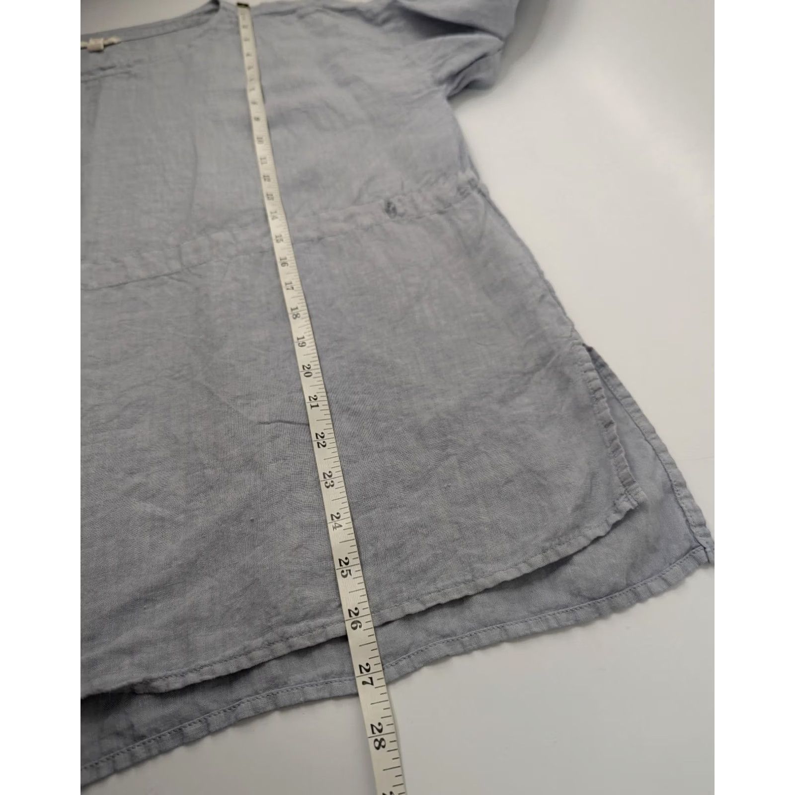 Eileen Fisher Eileen Fisher Blouse Linen Boxy Handkerchief 3/4 Sleeve Light Blue M Womens Tunic Top Size M / US 6-8 / IT 42-44 - 5 Thumbnail