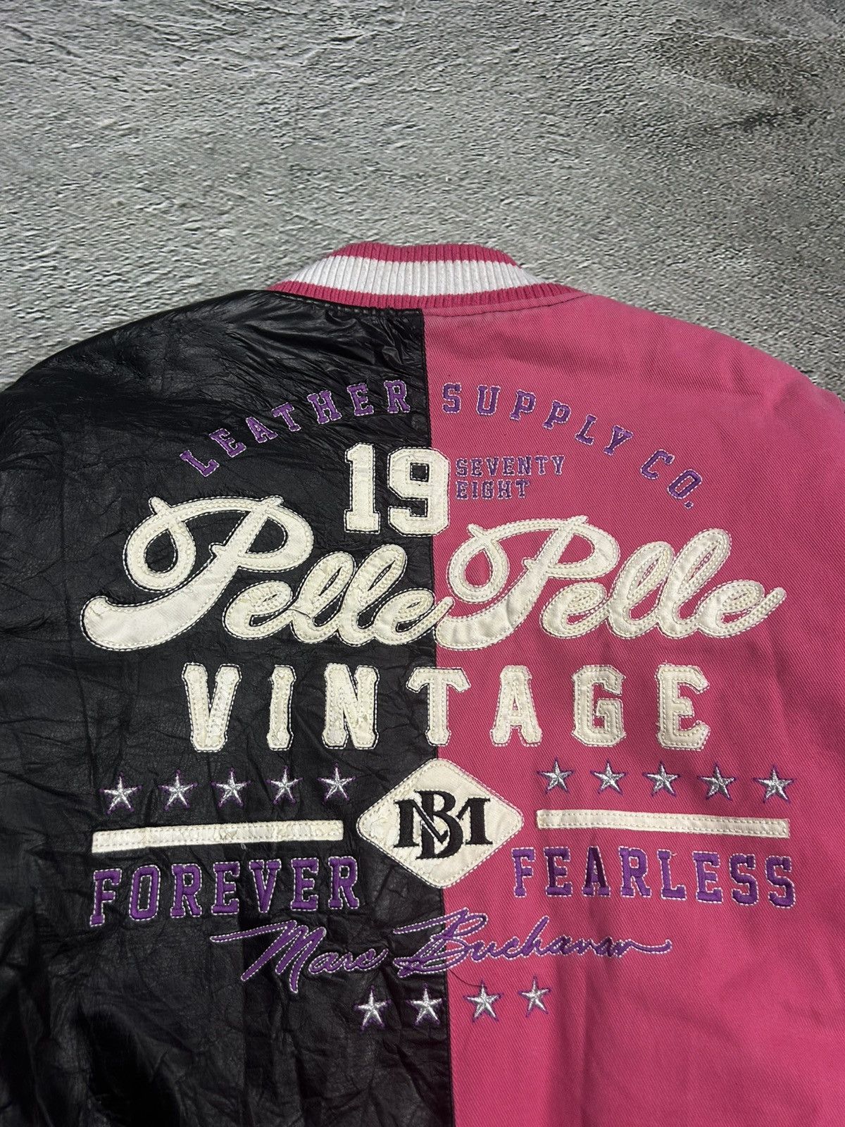 Marc Buchanan Pelle Pelle leather jacket black pink purple big logo Y2K Size US XL / EU 56 / 4 - 9 Thumbnail