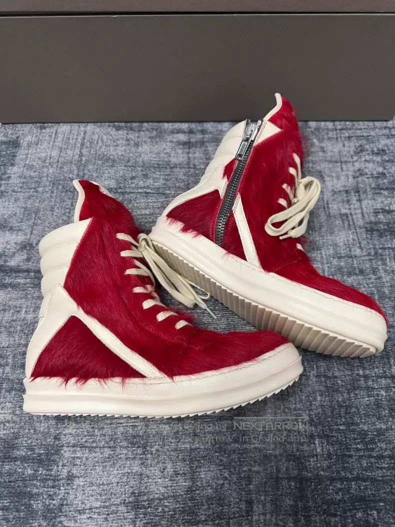 Rick Owens Rick Owens Main line red horsehair inverted triangle shoes Size US 5 / EU 37 - 3 Thumbnail
