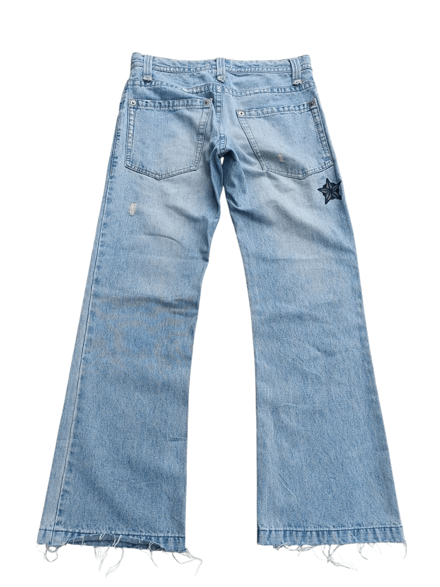 Japanese Brand × Vintage VTG FLARED Japanese Brand Distressed Embroidery Denim E222 Size US 31 - 14 Thumbnail