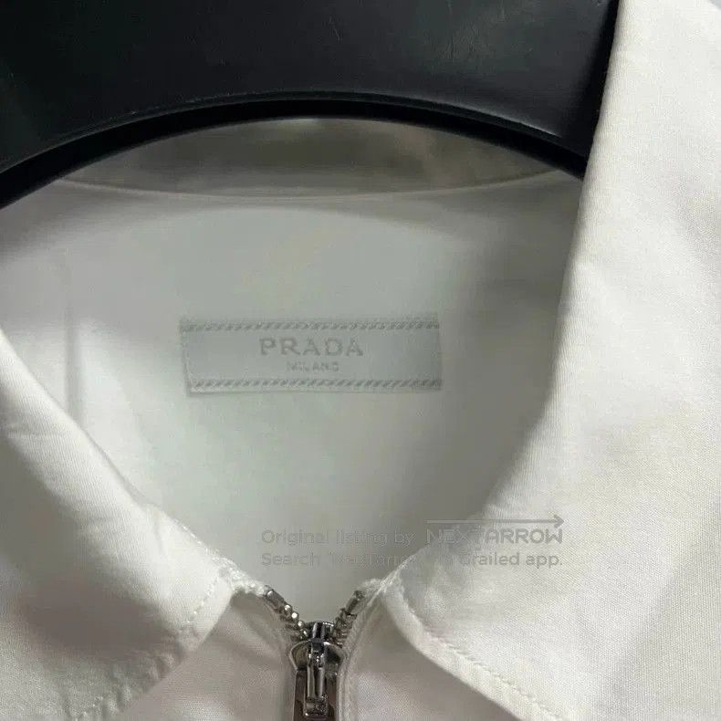 Prada Prada White Zip Collar Long Sleeve Shirt. Size US L / EU 52-54 / 3 - 4 Thumbnail