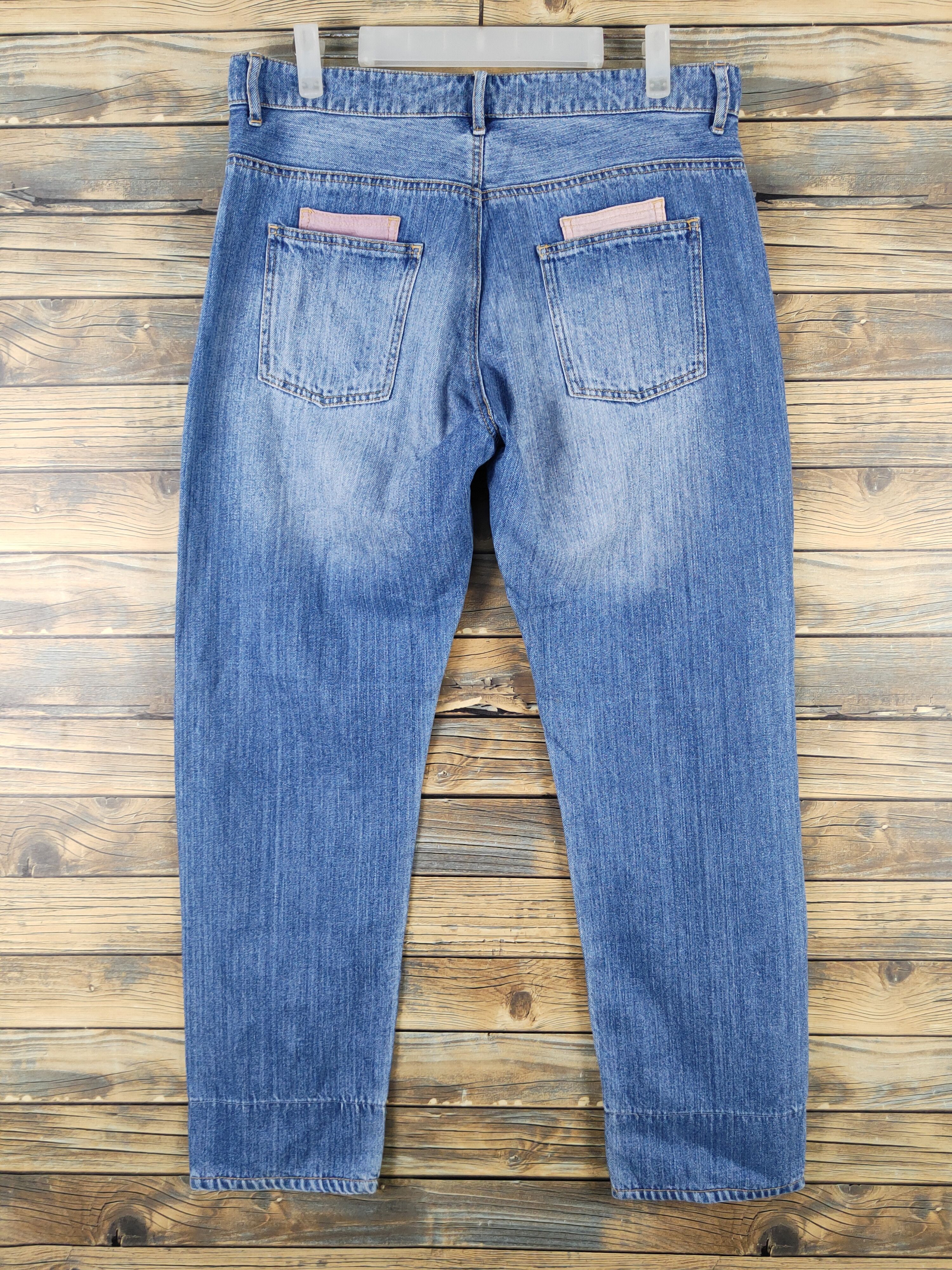 Japanese Brand × Vintage Pinc Ponc Blue Distressed Ripped Patch Jeans #1309 Size 33" - 7 Thumbnail