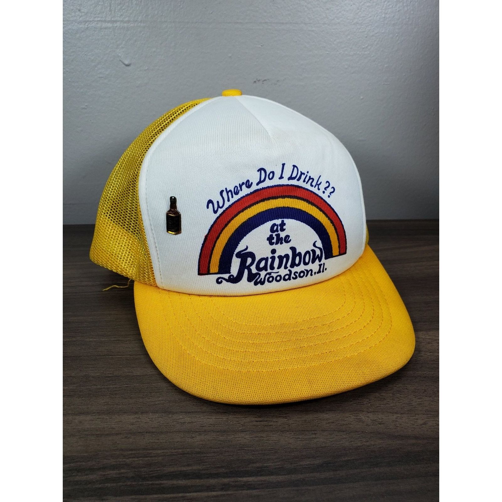 Vintage Rainbow Woodson IL Trucker Hat Drinking Snapback Cap w/ Pin Size ONE SIZE - 10 Thumbnail