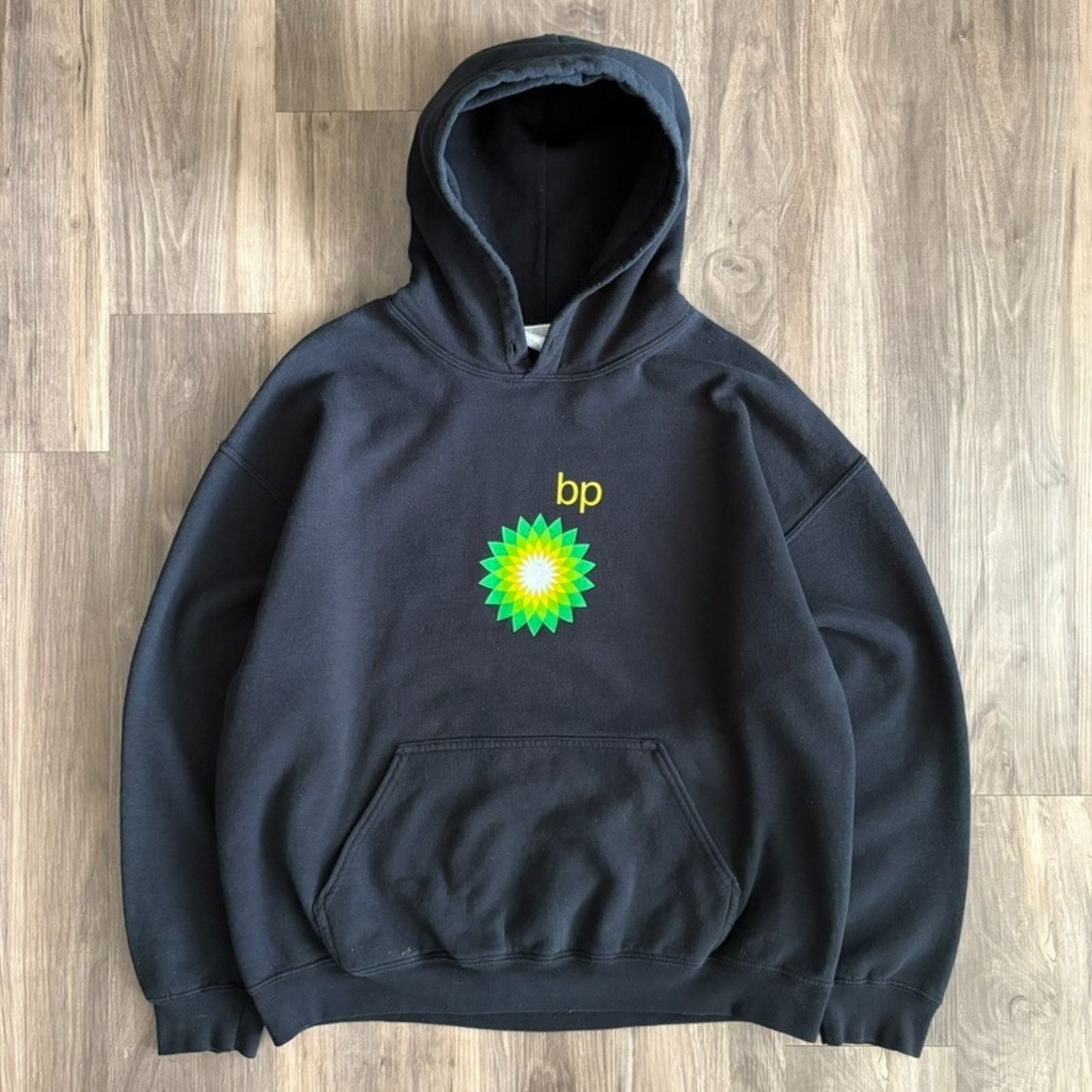 Vintage BP Oil Hoodie Men's Size L Faded Worn Ironic