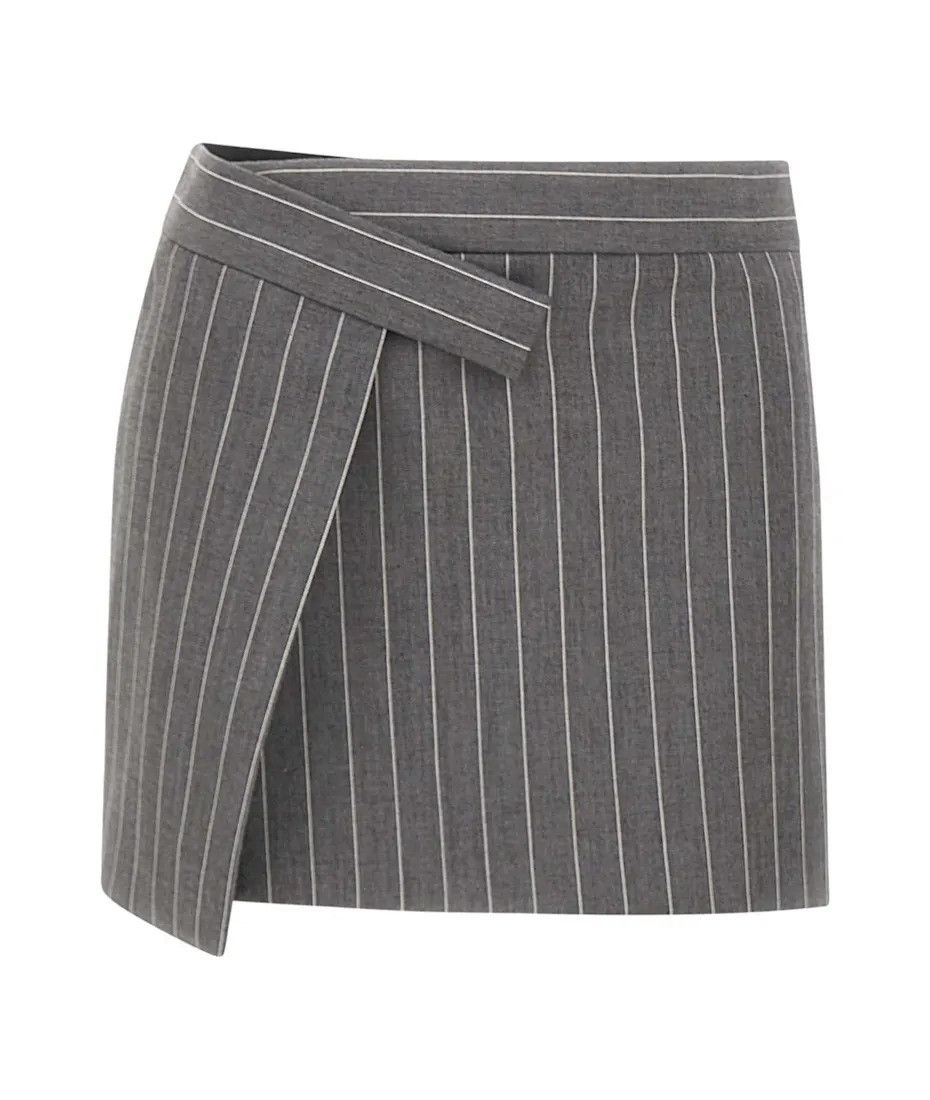 The Attico o1mle0526 Cloe Mini Skirt Pinstripe in Gray Size 30" / US 8 / IT 44 - 1 Preview