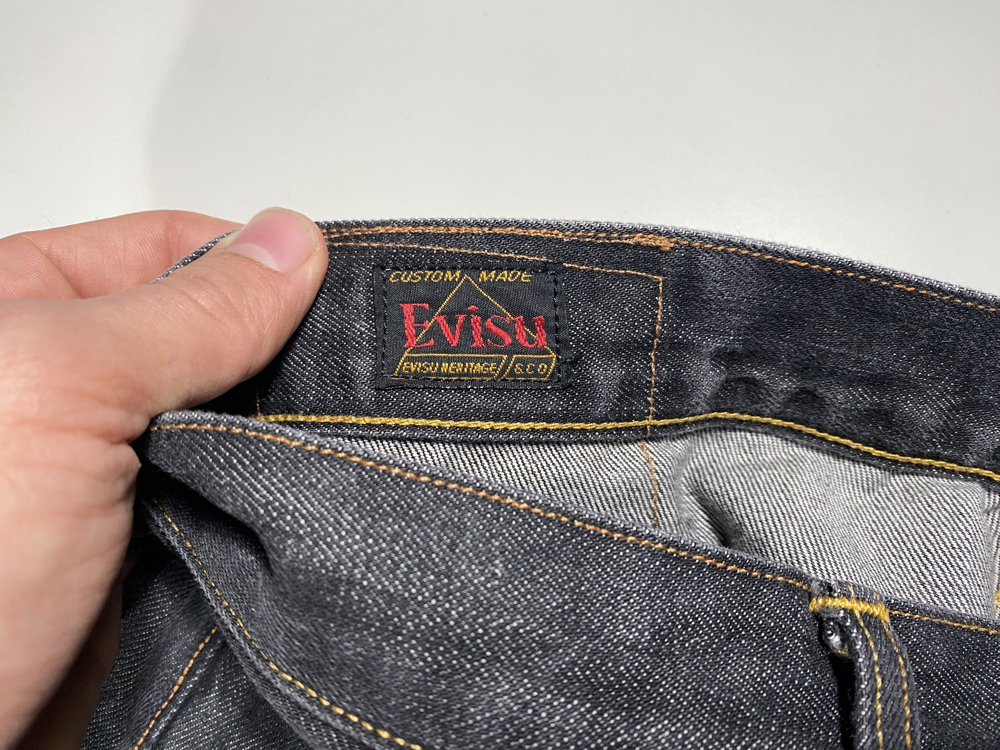 Evisu Evisu No 2 BLK Black Diacock Logo Selvedge Jeans 30x33.5 Size US 30 / EU 46 - 7 Thumbnail