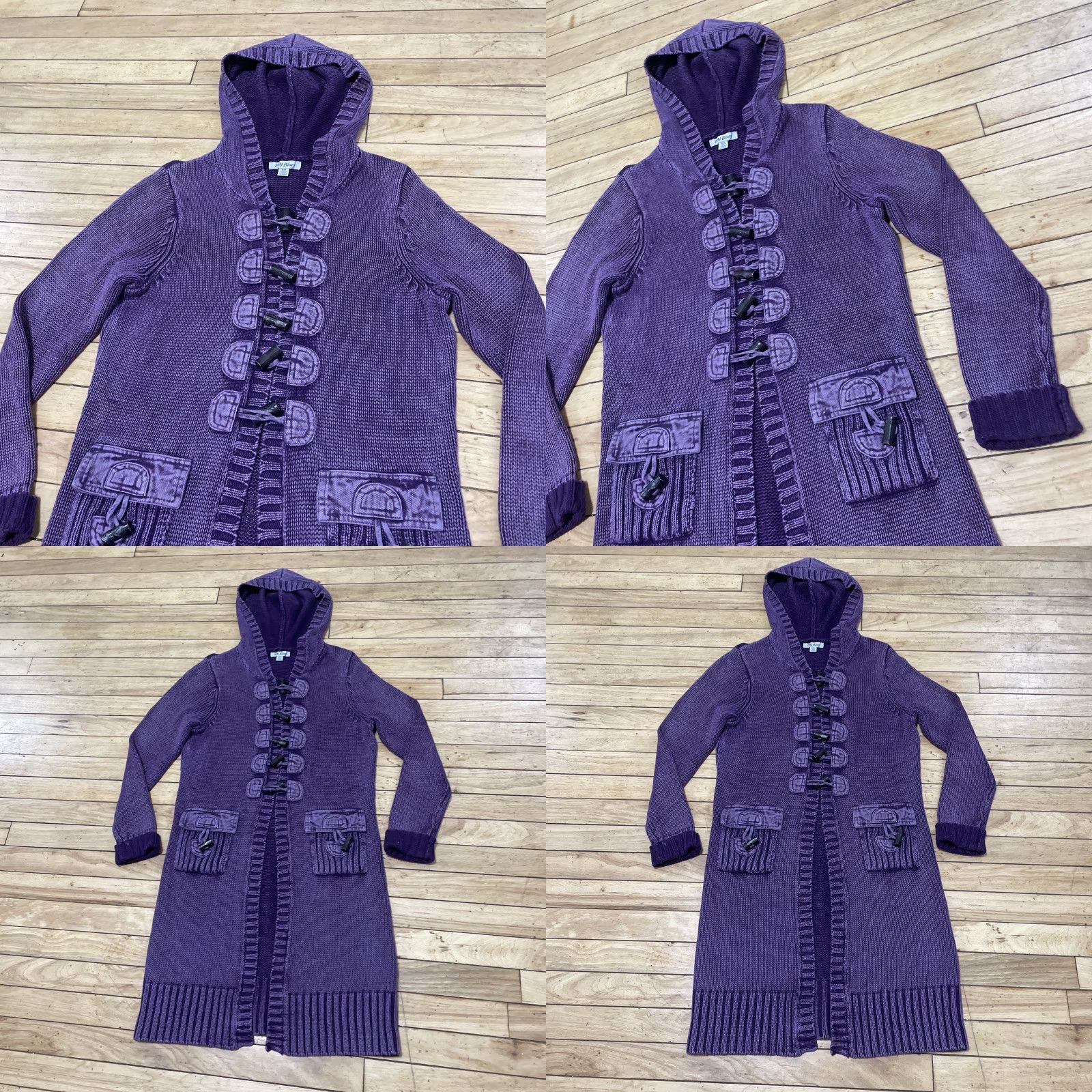 Vintage VINTAGE PBJ Blues Hoodie Cardigan Women S Knit Duster Purple Y2k Boho Long Line Crochet Wood Clasp Adjustable Boutique Sweater Size S / US 4 / IT 40 - 11 Thumbnail