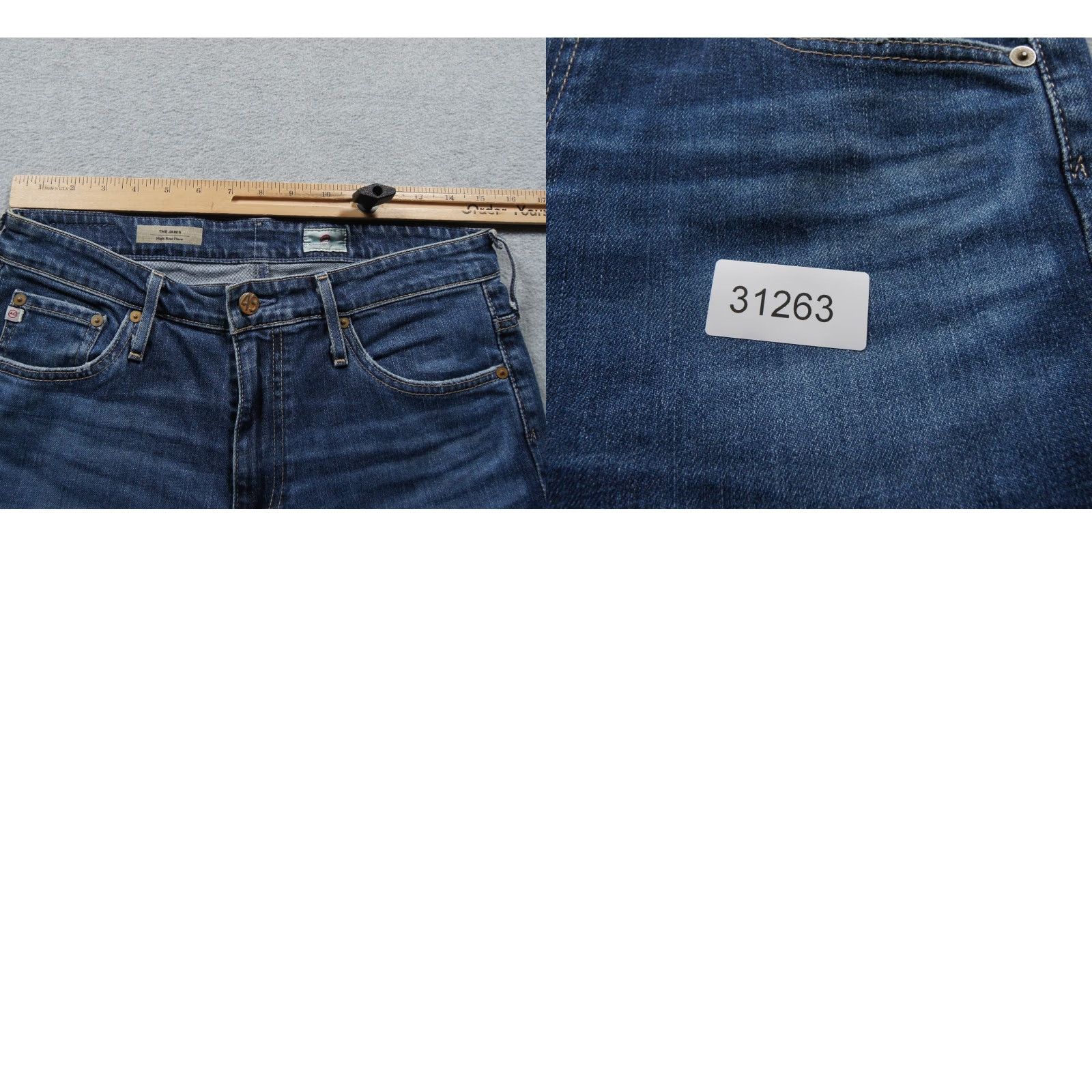 Vintage AG Adriano Goldschmied Jeans Womens 30 R Blue Denim Janis High Rise Flare Jeans Size 30" / US 8 / IT 44 - 9 Thumbnail