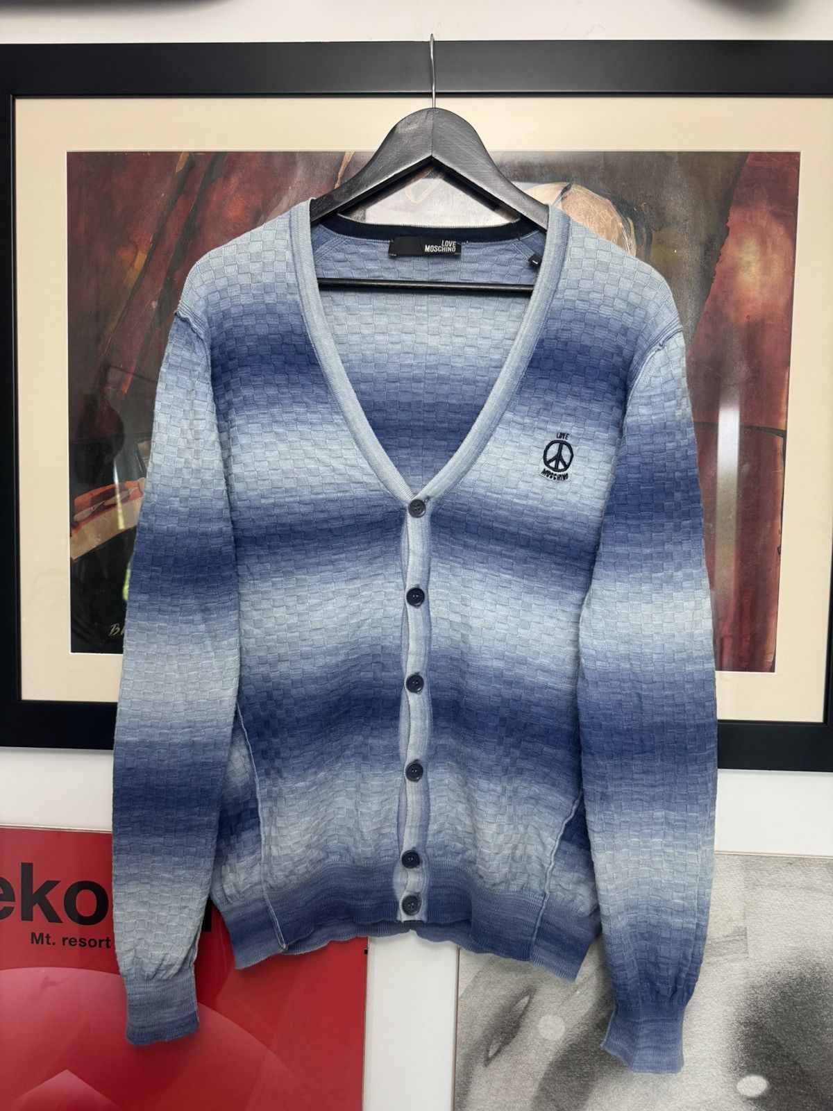 Moschino Love Moschino Blue Cloud Cardigan Rare Luxury Sweater Knit Size US L / EU 52-54 / 3 - 1 Thumbnail