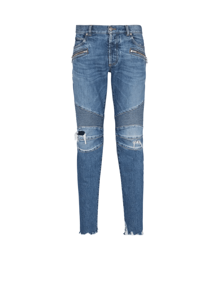Balmain o1w3f1n0126 Ribbed Slim Jeans in Blue Size US 30 / EU 46 - 1 Preview