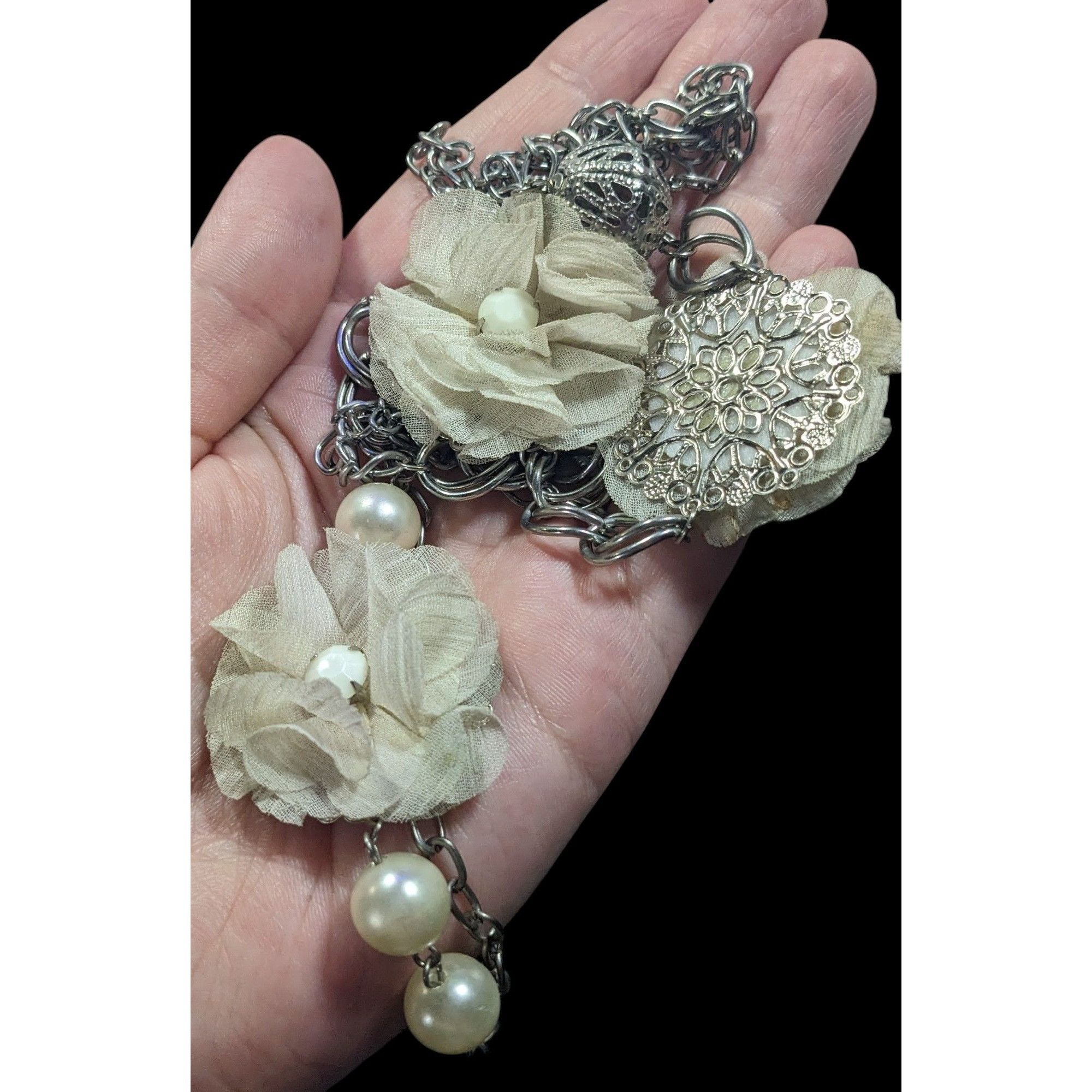 Other Retro Fairycore White Flower And Faux Pearl Necklace With Si Size ONE SIZE - 5 Thumbnail
