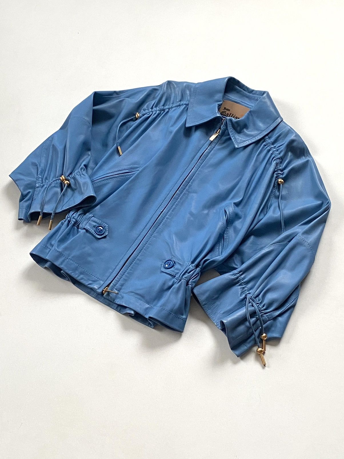 Dior 🔥Rare John Galliano 2000s Lambskin Blue Leather Jacket Size S / US 4 / IT 40 - 2 Thumbnail