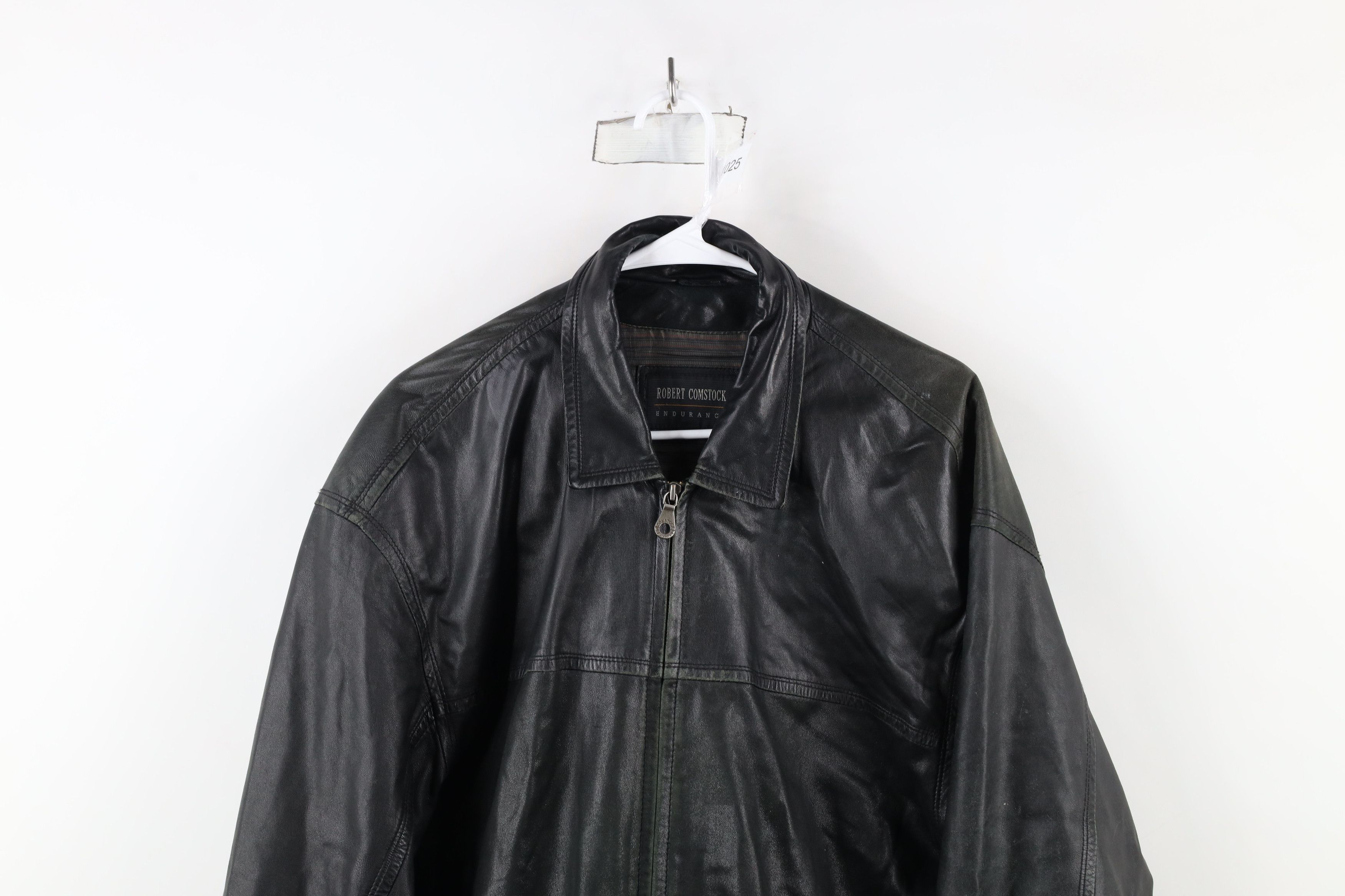 Vintage Vintage 90s Streetwear Leather Full Zip Bomber Jacket Black Size US XXL / EU 58 / 5 - 2 Thumbnail