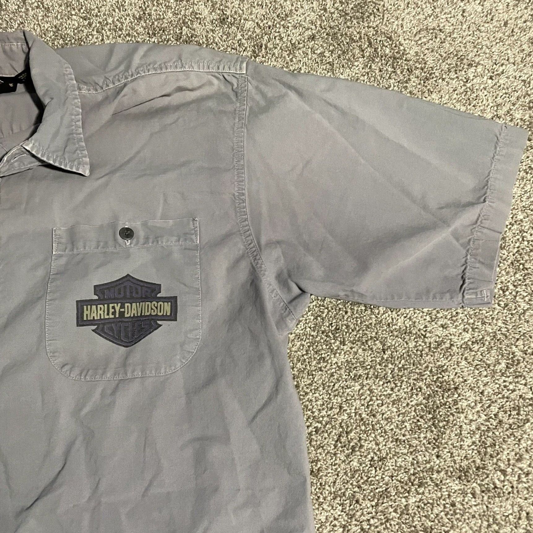 Harley Davidson Harley-Davidson Button-Down Shirt Mens M Gray 100% Cotton Short Sleeve Shirt Size US M / EU 48-50 / 2 - 3 Thumbnail