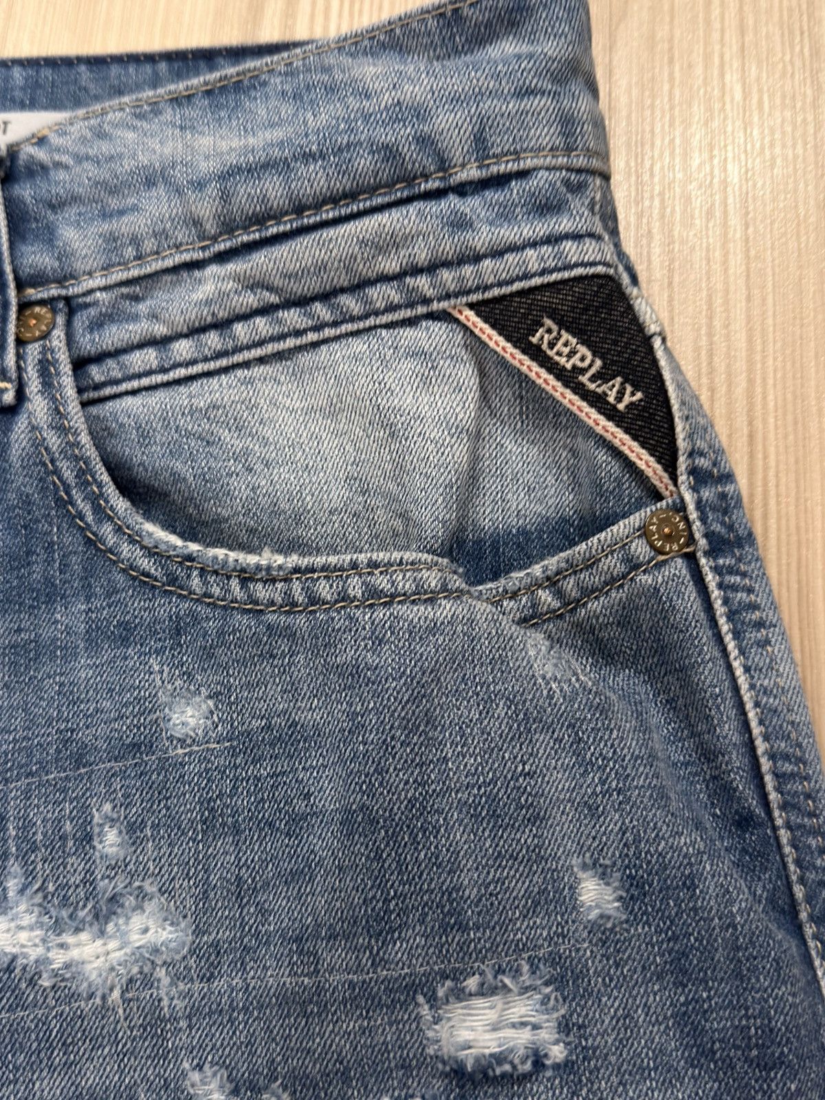 Replay Replay Sandot Relaxed Tapered Distressed Blue Jeans W33 L30 Size US 33 - 2 Thumbnail