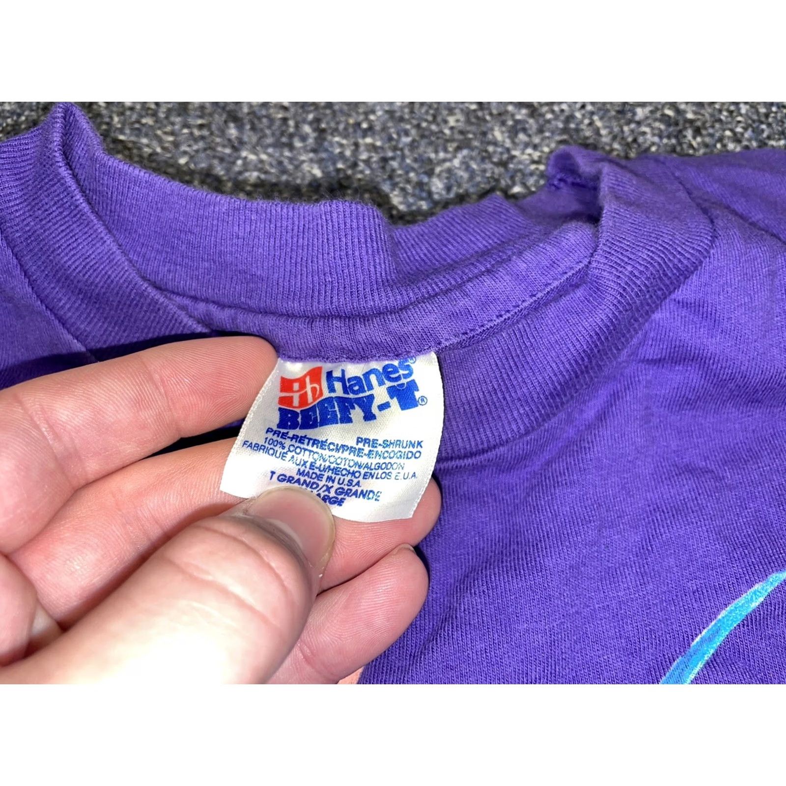 Hanes VINTAGE 90s Hummingbird Nature Animal Made In T-Shirt Size XL Purple USA Mens Size US L / EU 52-54 / 3 - 4 Thumbnail
