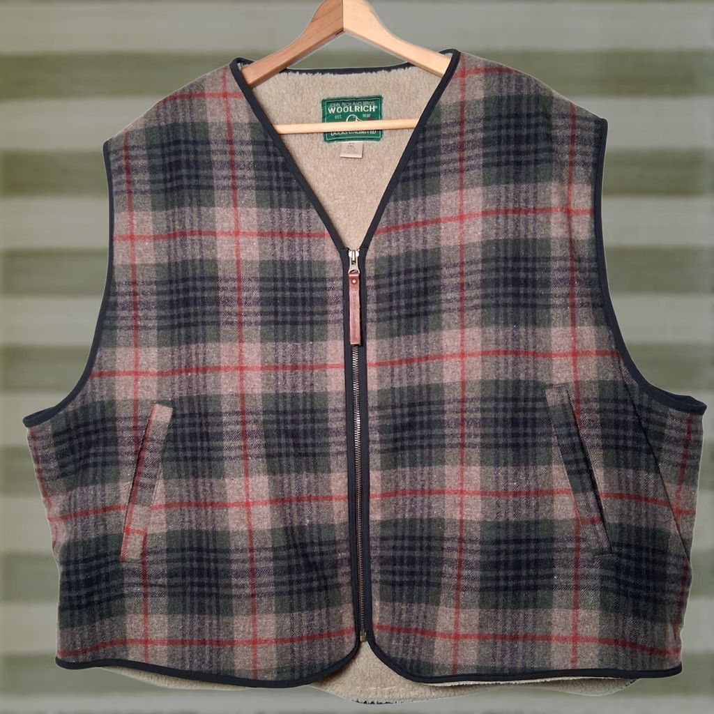 Vintage VINTAGE Woolrich x Ducks Unlimited Vest Men 2XL Plaid Wool Blend Sherpa Lined Zip Up Size US XXL / EU 58 / 5 - 1 Thumbnail