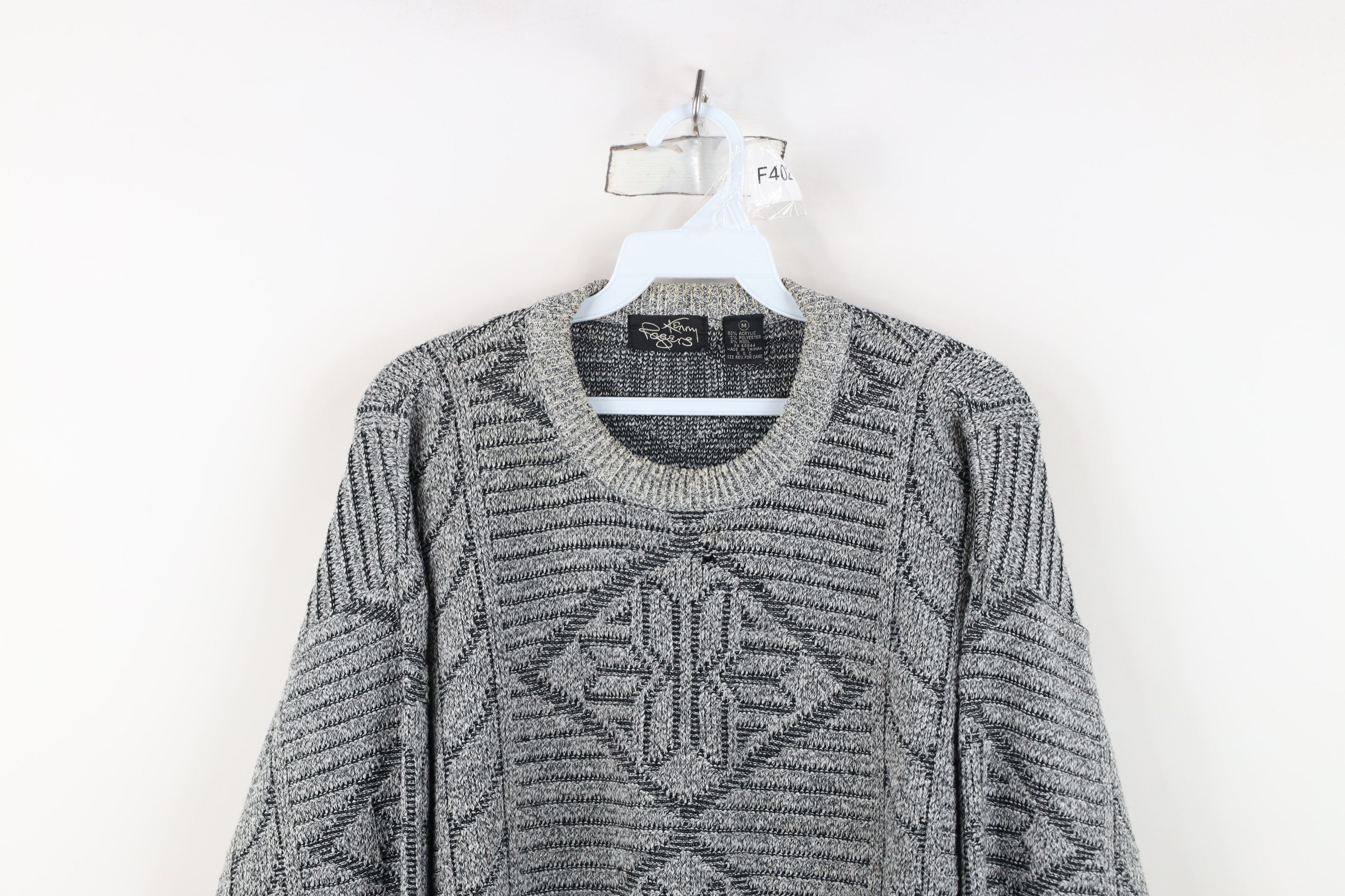 Vintage Vintage 90s Streetwear Ribbed Knit Crewneck Sweater Gray Size US M / EU 48-50 / 2 - 2 Thumbnail