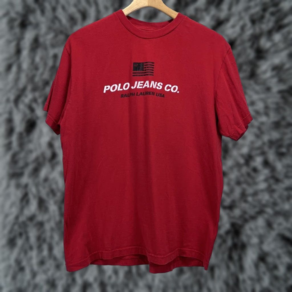 Ralph Lauren VINTAGE Polo Jeans Co Ralph Lauren Graphic T-Shirt Adult Large Red 90s Crew Neck Mens Size US L / EU 52-54 / 3 - 1 Thumbnail
