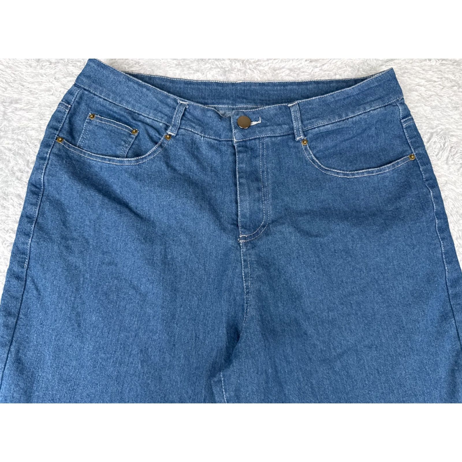 Vintage Womens Jeans 30x30 Blue Denim Wide Leg High Rise Cotton Polyester Blend Pockets Size 30" / US 8 / IT 44 - 4 Thumbnail