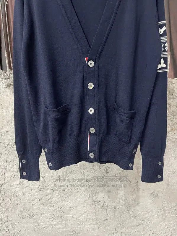 Thom Browne Thom Browne Blue Long Sleeve Cardigan for Men . Size US M / EU 48-50 / 2 - 3 Thumbnail