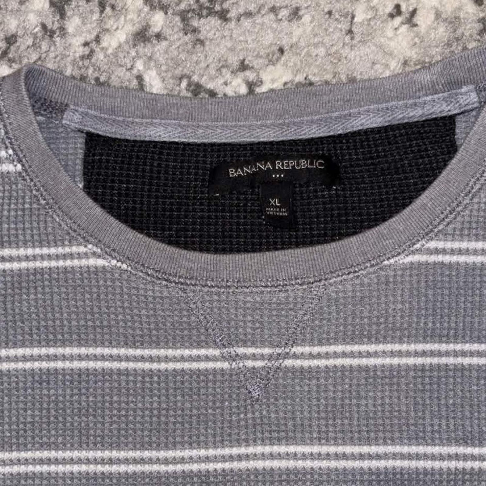 Banana Republic Y2K Striped Waffle Knit Banana Republic Thermal Shirt Size US XL / EU 56 / 4 - 4 Thumbnail